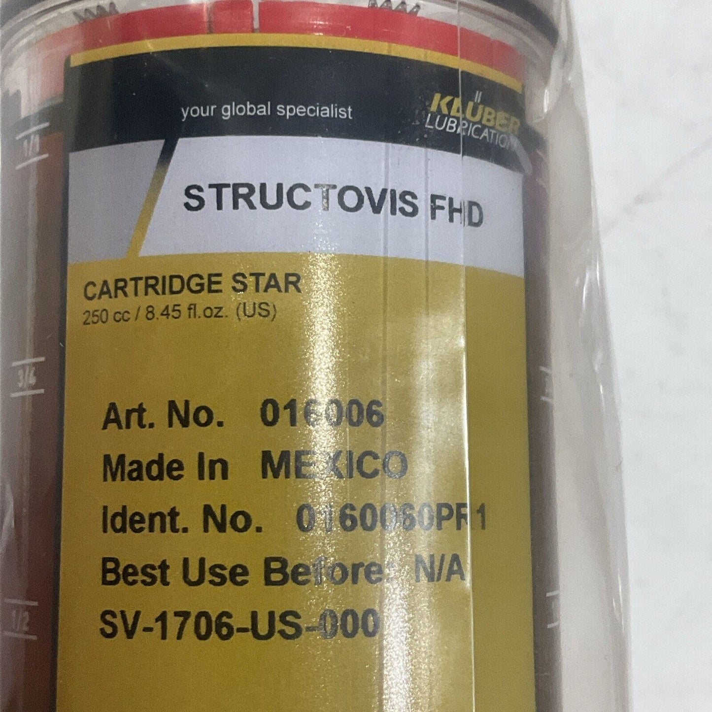 KLUBER 0160060PR1 016006 STRUCTOVIS FHD LUBRICATION CARTRIDGE LOT OF 3 U3S