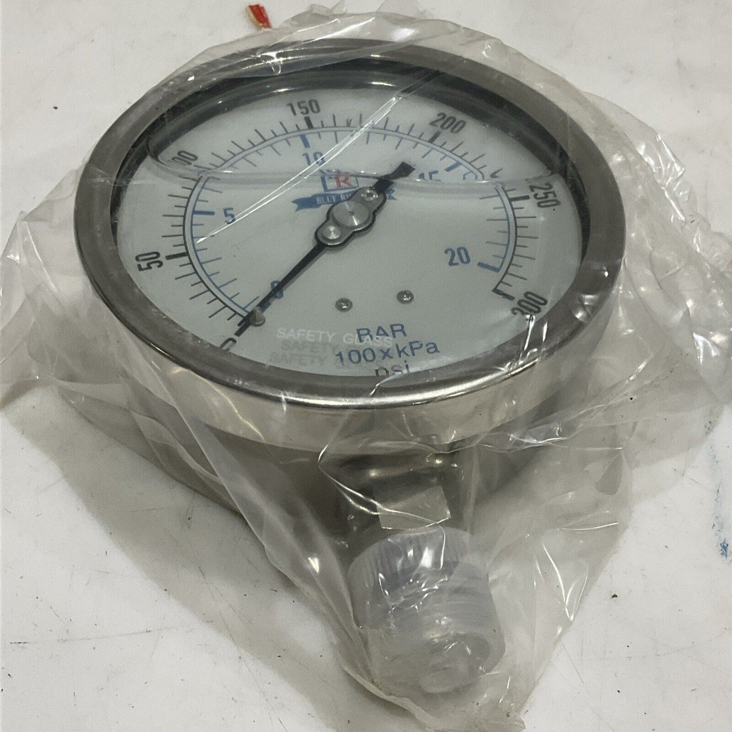 BLUE RIBBON BR301L-402H LIQUID FILLED PRESSURE GAUGE 0-300 PSI 1/2” LOT OF 2 G7T