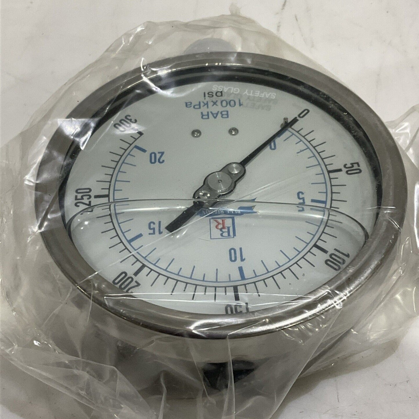BLUE RIBBON BR301L-402H LIQUID FILLED PRESSURE GAUGE 0-300 PSI 1/2” LOT OF 2 G7T