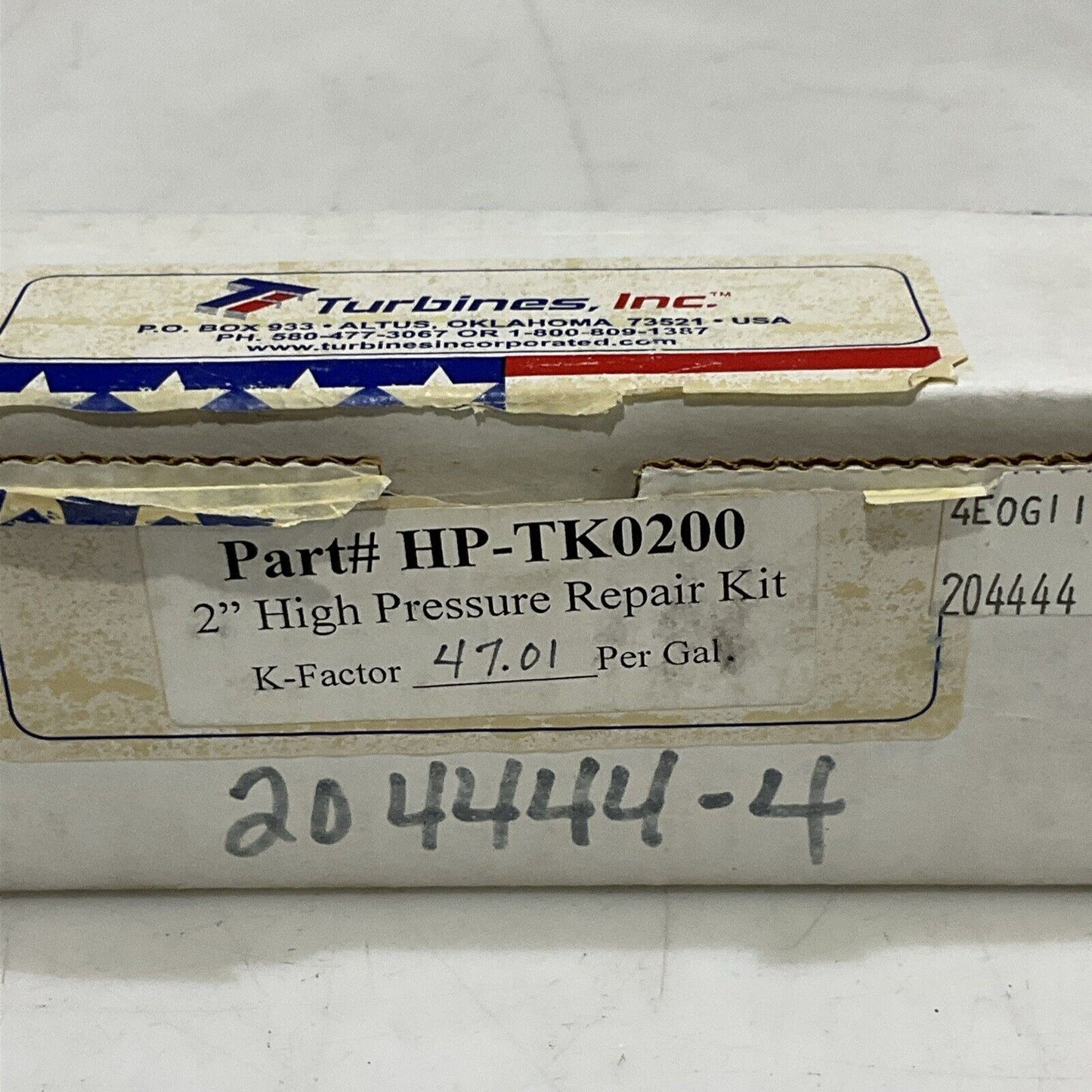 TURBINES INC HP-TK0200 HIGH PRESSURE REPAIR KIT 2” K-FACTOR 47.01 PER GAL G7T
