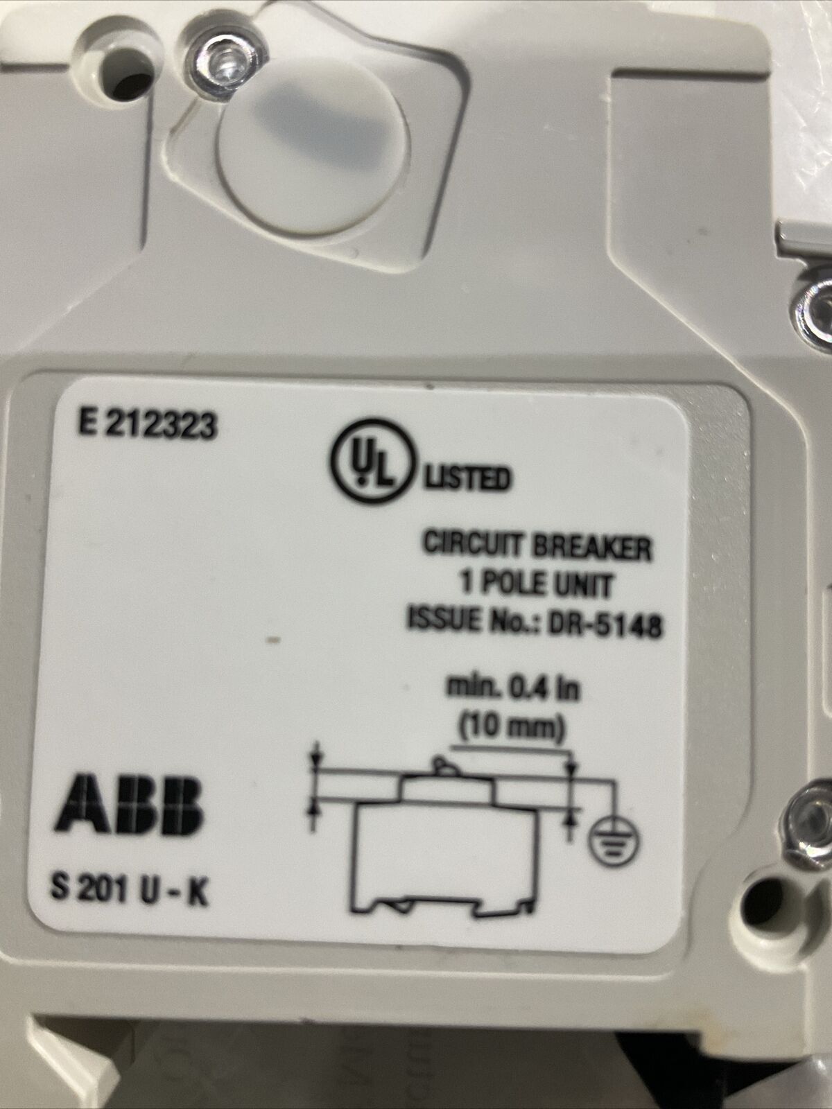 ABB S201UK4A E212323 K4A CIRCUIT BREAKER 240V U3S