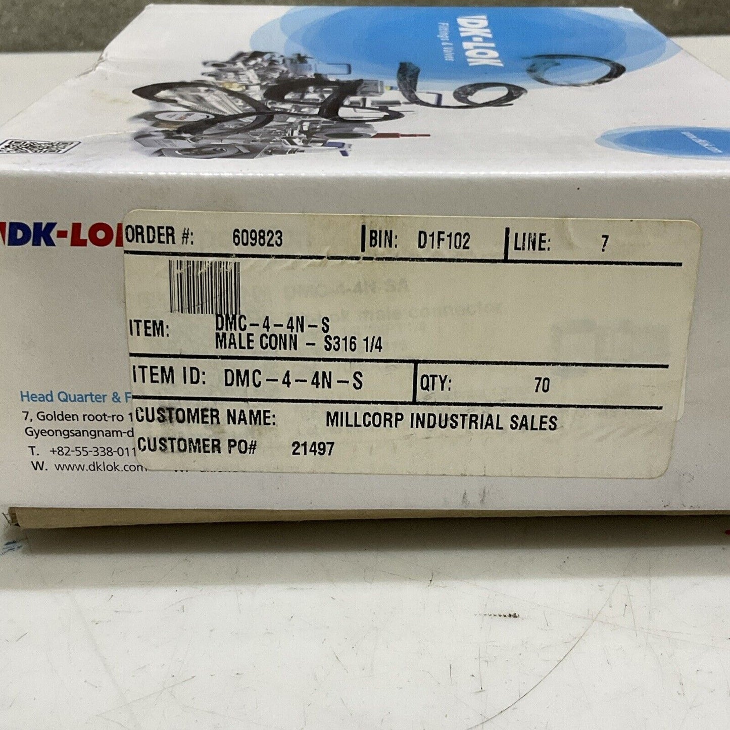 DK-LOK DMC4-4N-SA MALE STEEL CONNECTOR 1/4” TUBE X 1/4 NPT S316 LOT OF 70 G7T