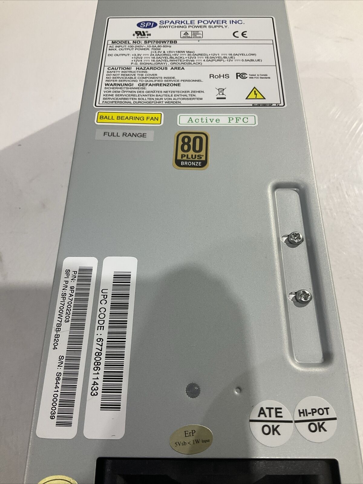 SPI SPI700W7BB POWER SUPPLY ASSY U3S