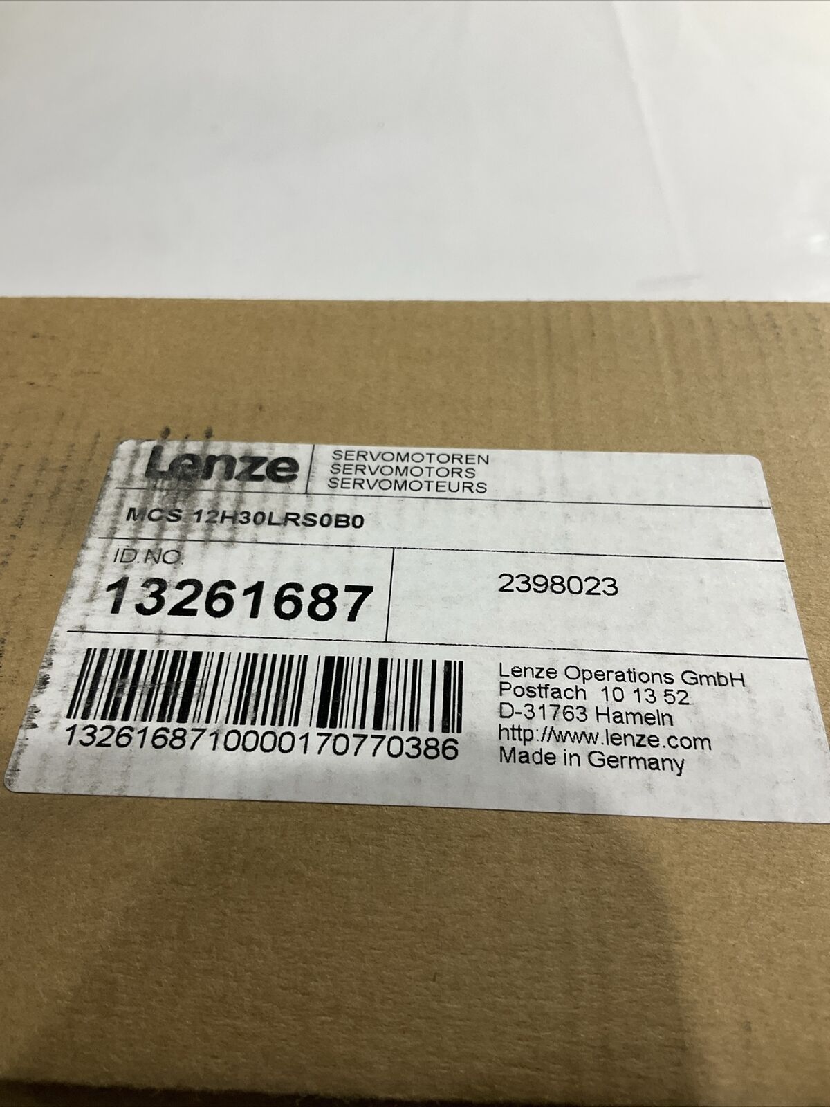 LENZE MCS 12H30LRS0B0-B19N-ST5S00N-R2SU 13261687 SERVO MOTOR CULLING U3S