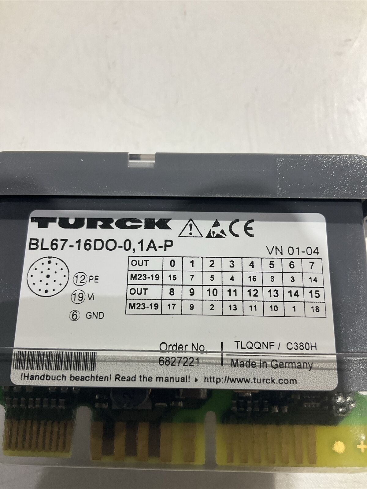 TURCK BL67-16DO-0.1A-PNR SYSTEM OUTPUT MODULE 16 DIGITAL OUTPUTS 24VDC LED U3S