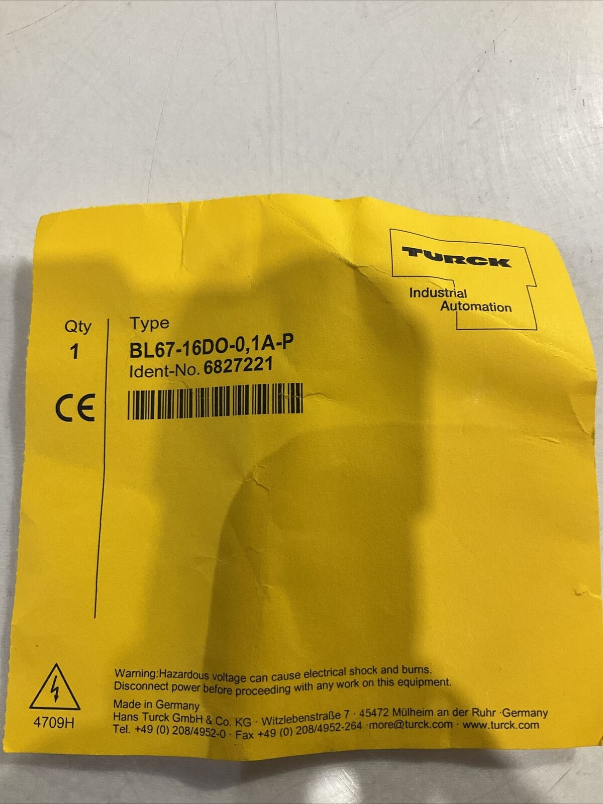 TURCK BL67-16DO-0.1A-PNR SYSTEM OUTPUT MODULE 16 DIGITAL OUTPUTS 24VDC LED U3S