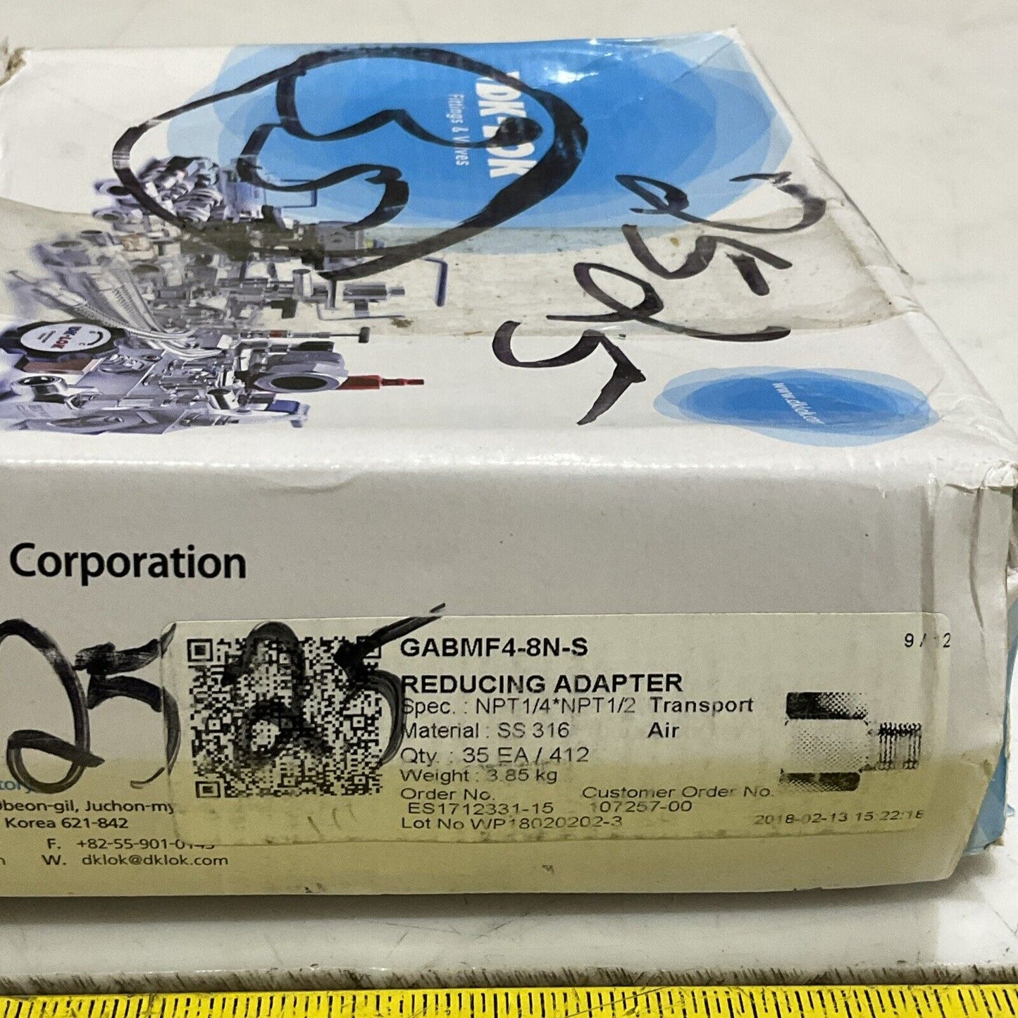 DK-LOK GABMF4-8N-S REDUCING ADAPTER 1/4” 1/2” SS 316 LOT OF 35 U3S