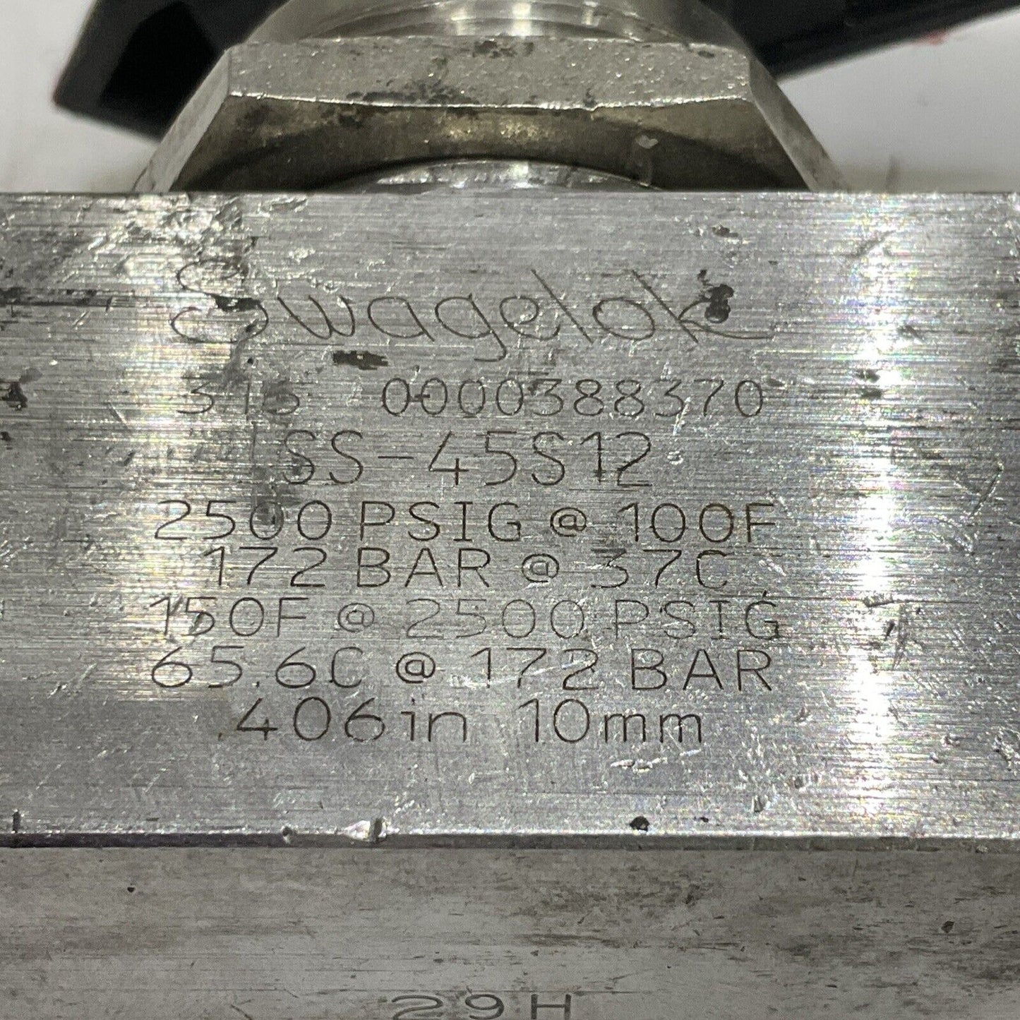 SWAGELOK SS-45S12 HIGH PRESSURE BALL VALVE 2500 PSIG 172 BAR G7T