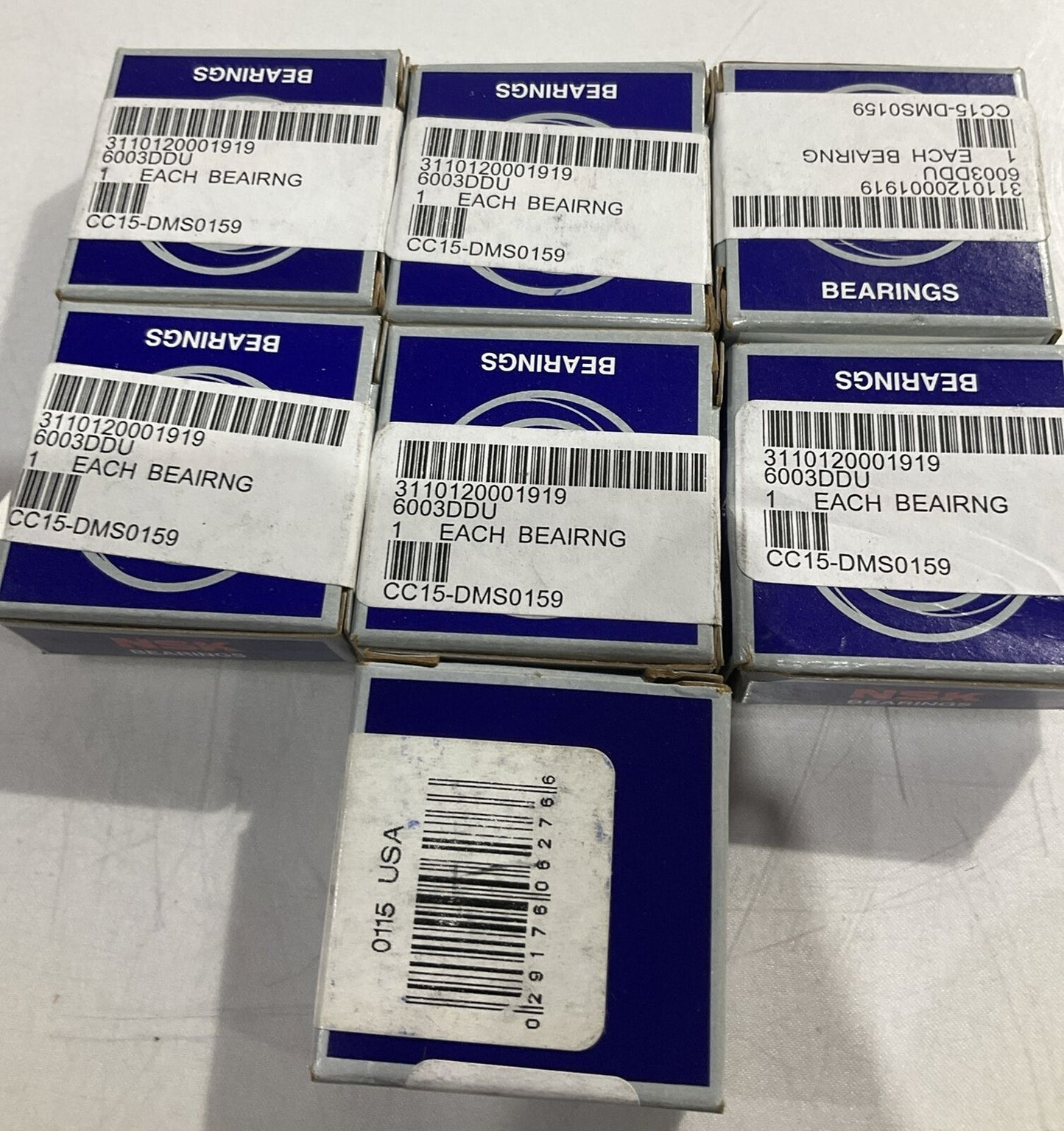 NSK 6003DDU GROOVE BALL BEARING RUBBER SEALED LOT OF 7 U3S