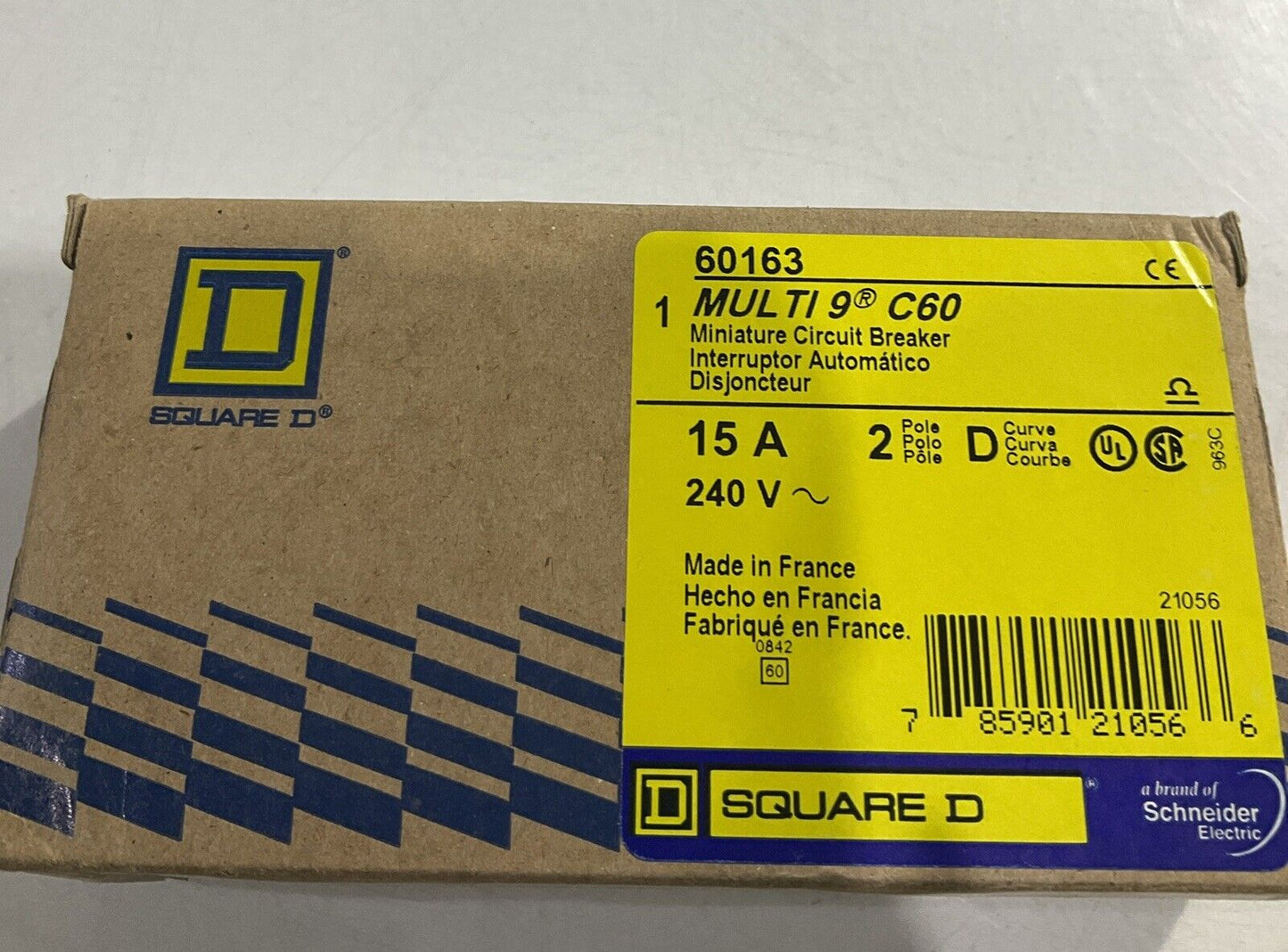 SQUARE D 60163 MULIT 9 C60 MINIATURE CIRCUIT BREAKER 240V 5A 2P U3S