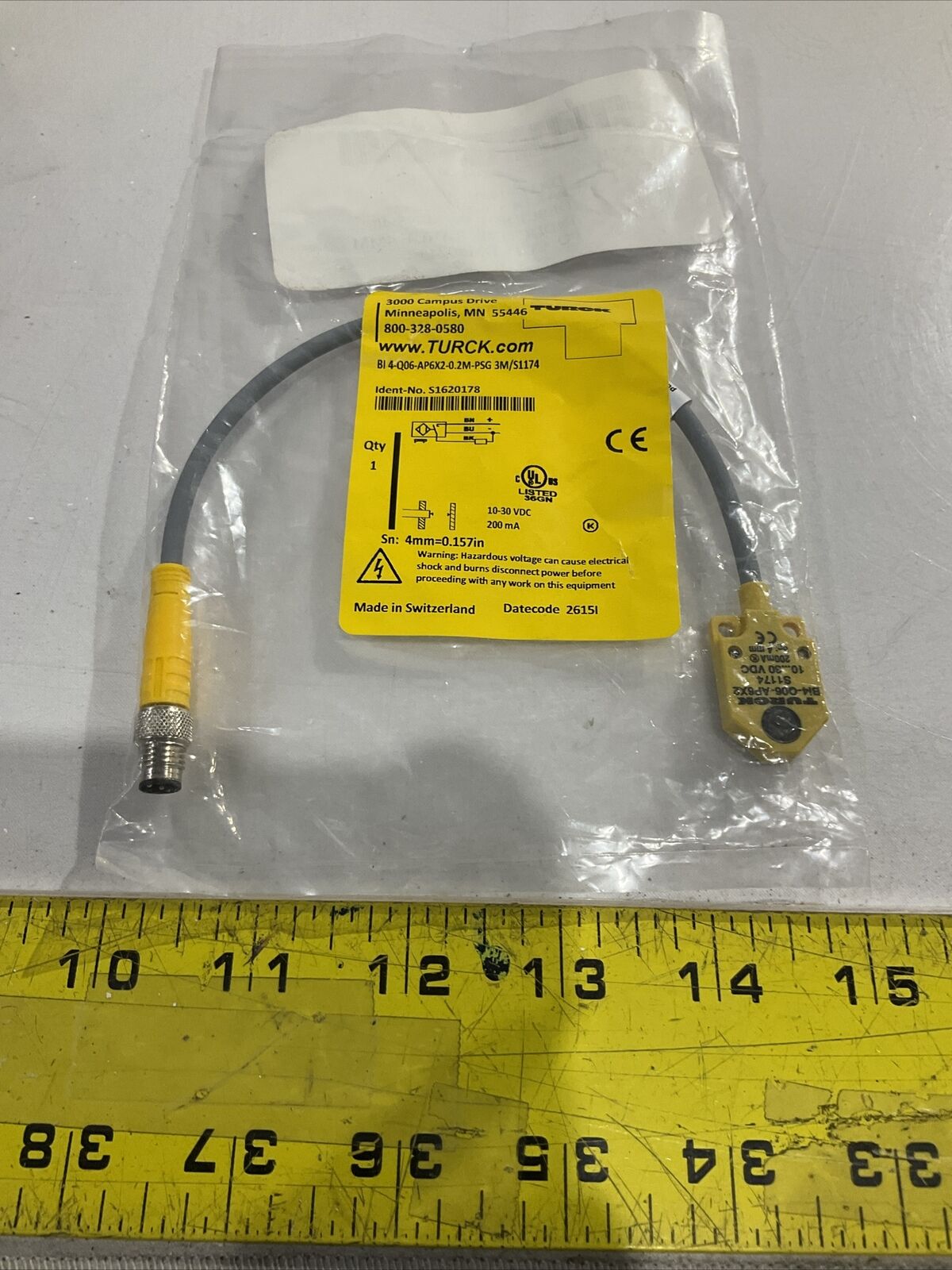 TURCK BI4-Q06-AP6X2-0.02M-PSG 3M/S1174 SENSOR INDUCTIVE 4MM LOT OF 2 U3S