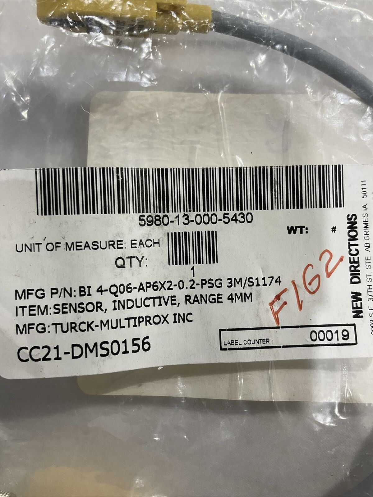 TURCK BI4-Q06-AP6X2-0.02M-PSG 3M/S1174 SENSOR INDUCTIVE 4MM LOT OF 2 U3S