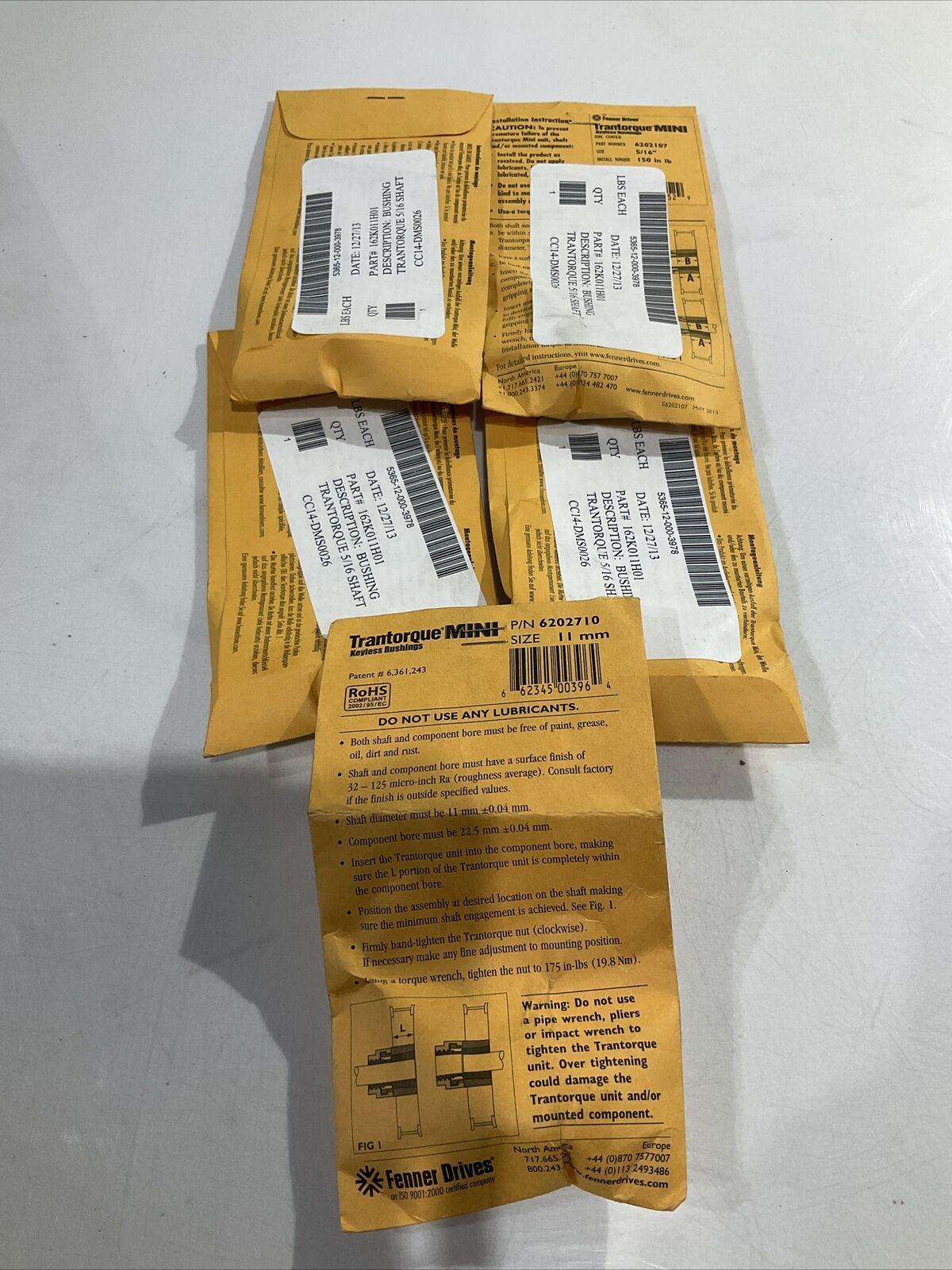 TRANTORQUE MINI 162K011H01 BUSHING TRANTORQUE 5/16 SHAFT LOT OF 5 U3S