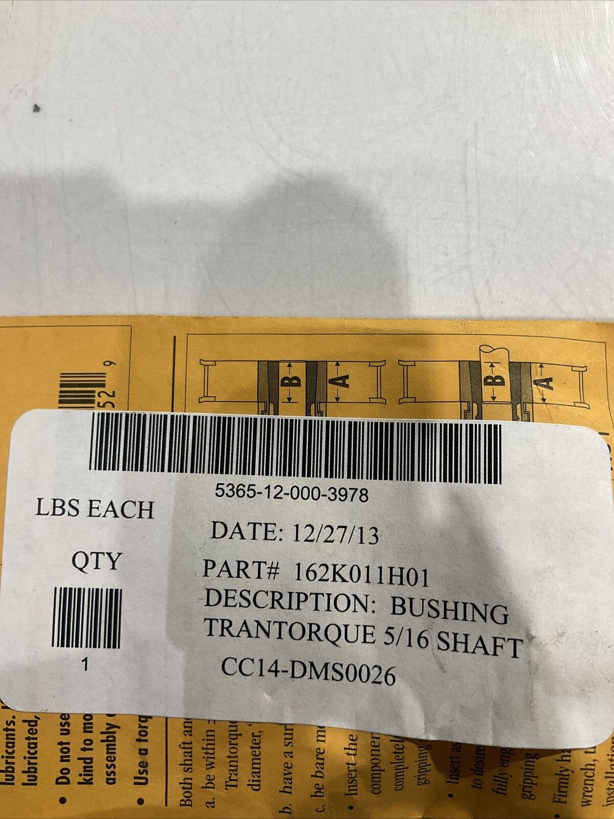 TRANTORQUE MINI 162K011H01 BUSHING TRANTORQUE 5/16 SHAFT LOT OF 5 U3S