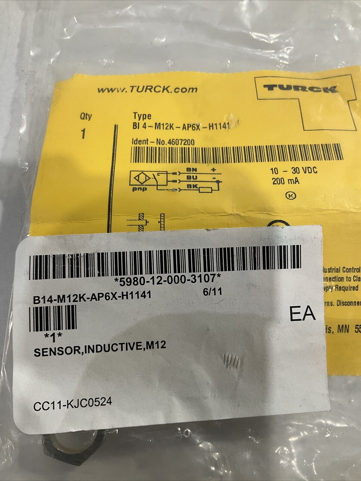 TURCK B14-M12K-AP6X-H1141 SENSOR SWICH INDUCTIVE U3S