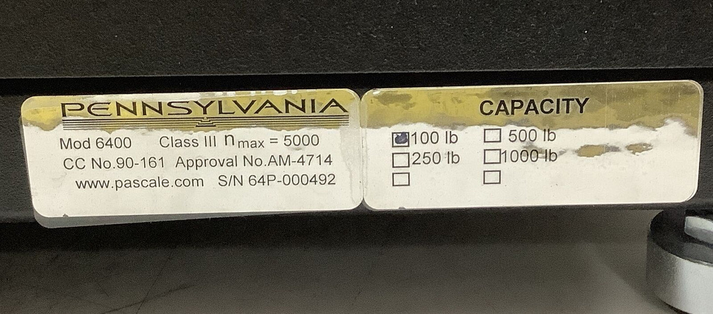 PENNSYLVANIA MODEL 6400 SCALE 100LB U3S