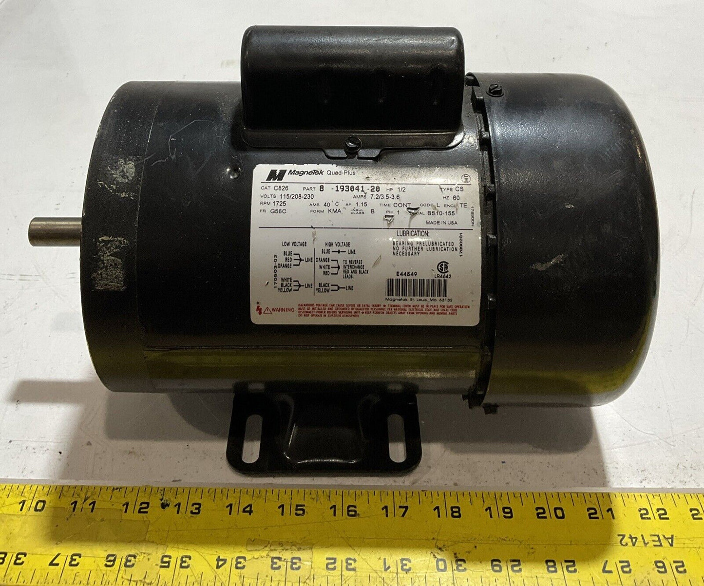 MAGNETEK 1/2HP 8-193041-20 MOTOR U3S