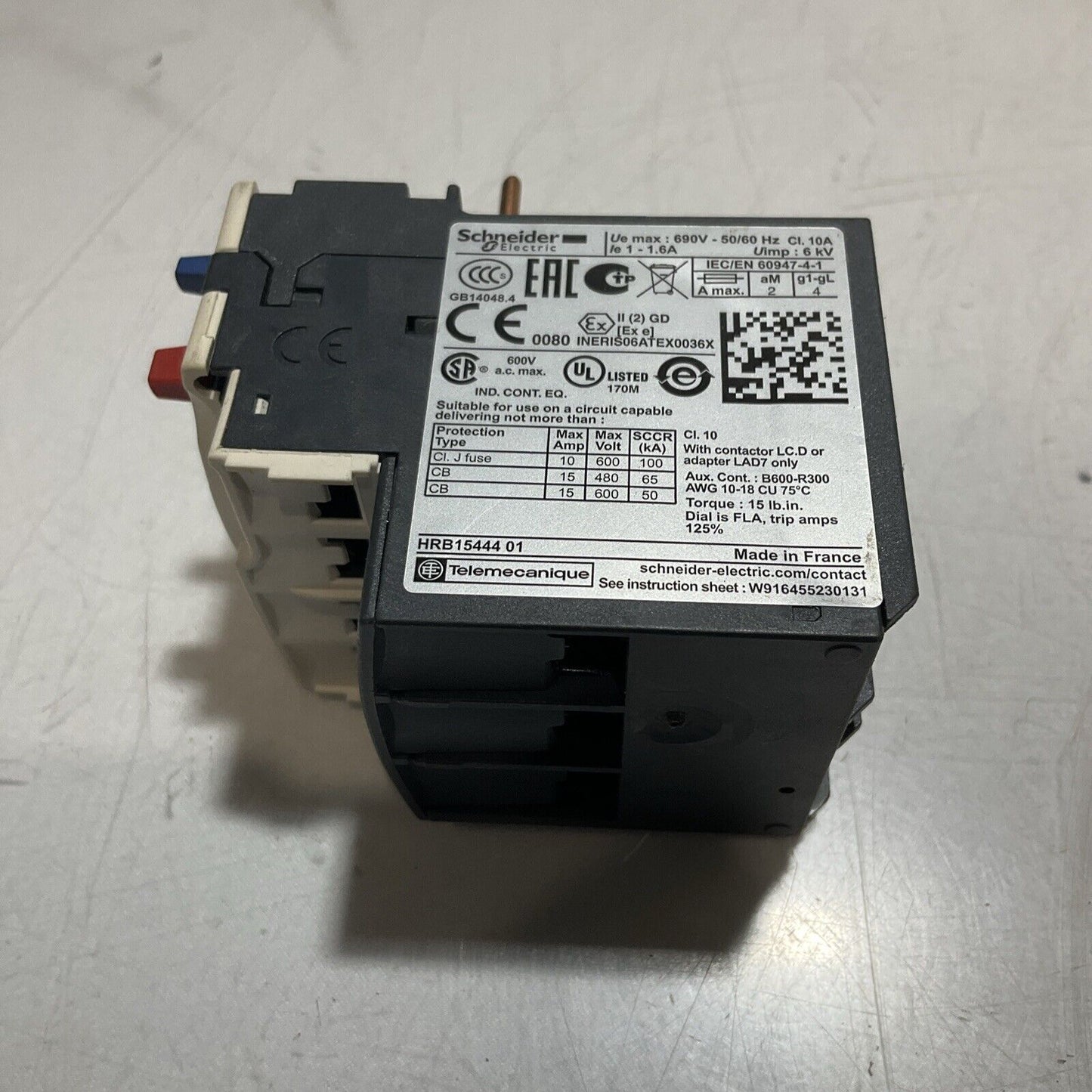 SCHNEIDER ELECTRIC LRD06 RELAY MOTORSCHUTZRELAIS U3S