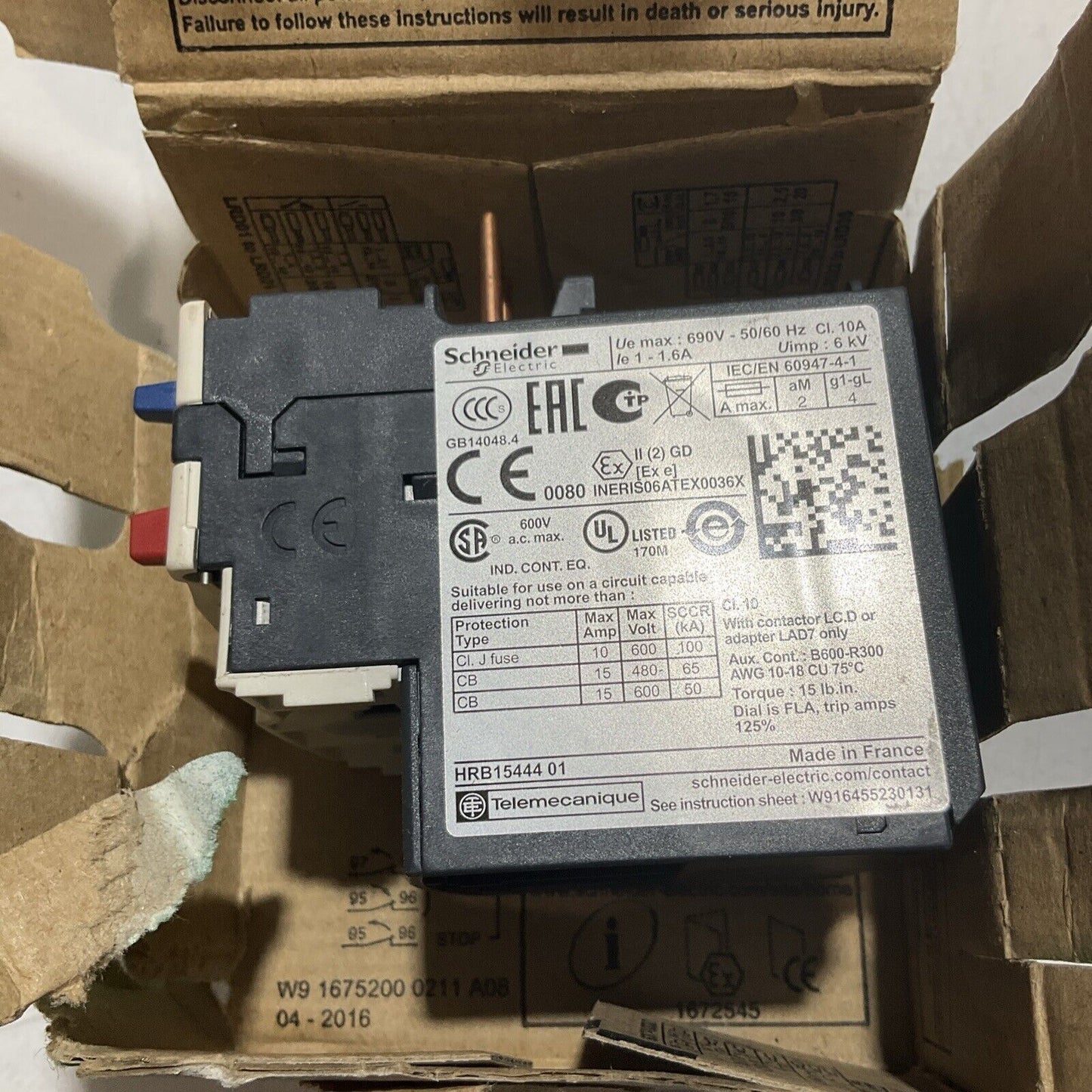 SCHNEIDER ELECTRIC LRD06 RELAY MOTORSCHUTZRELAIS U3S