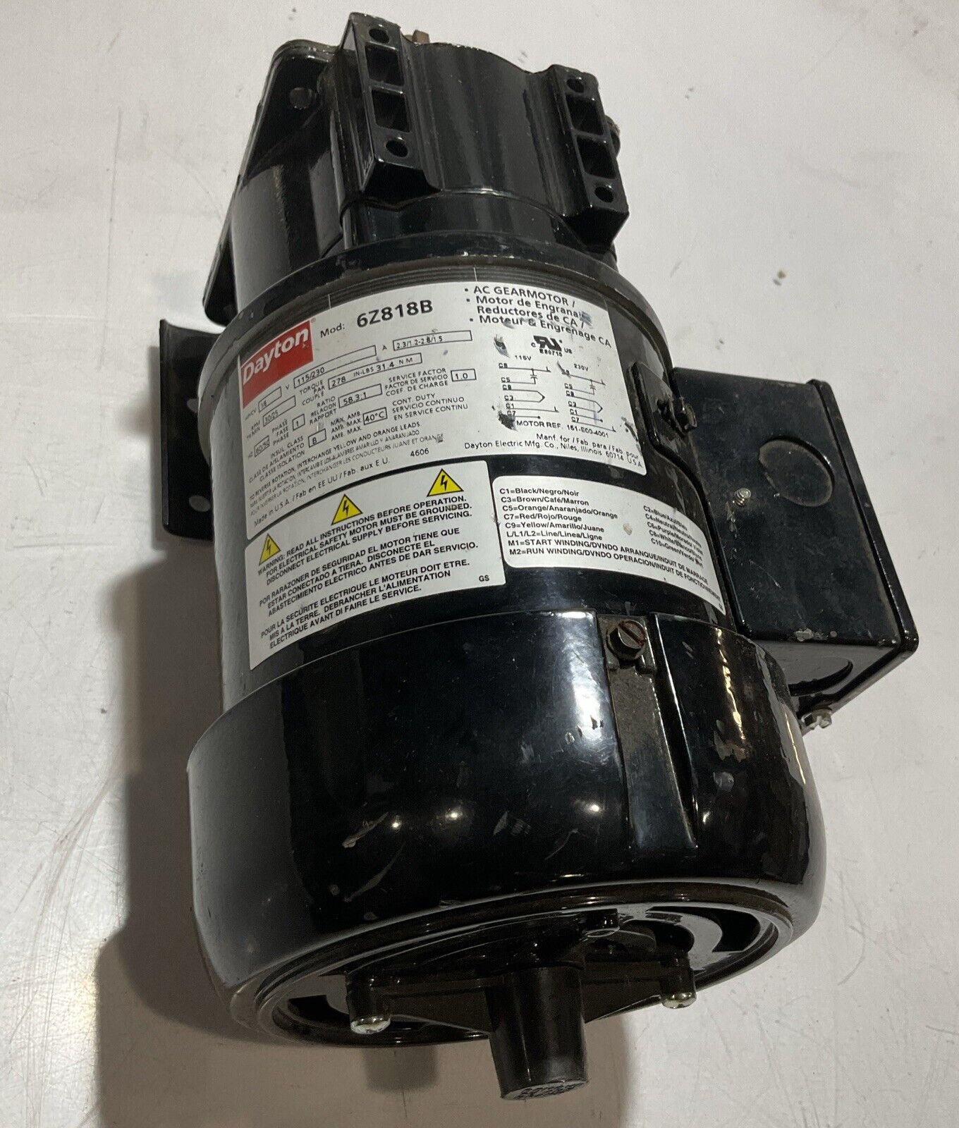 DAYTON 6Z818B AC GEARMOTOR U3S