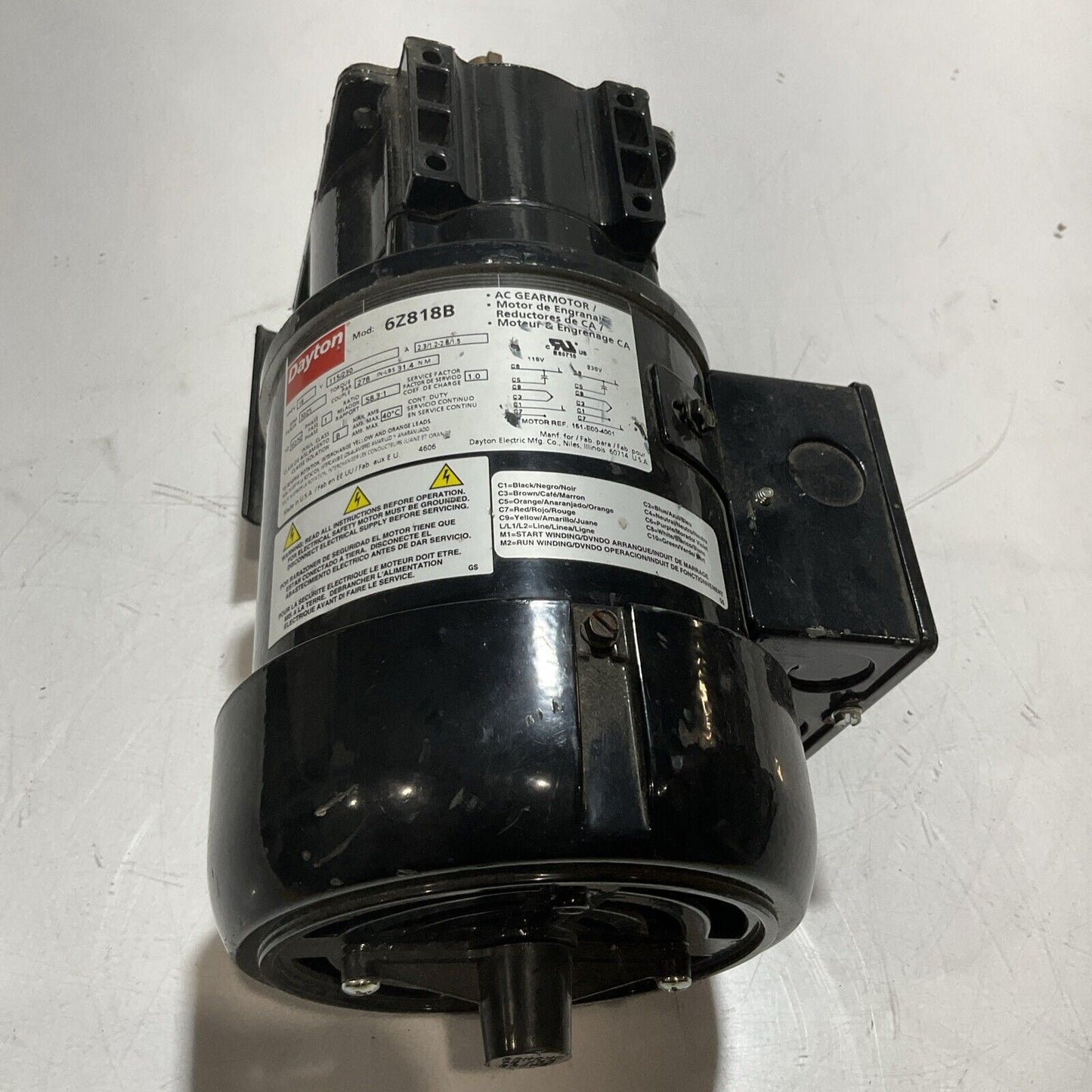 DAYTON 6Z818B AC GEARMOTOR U3S