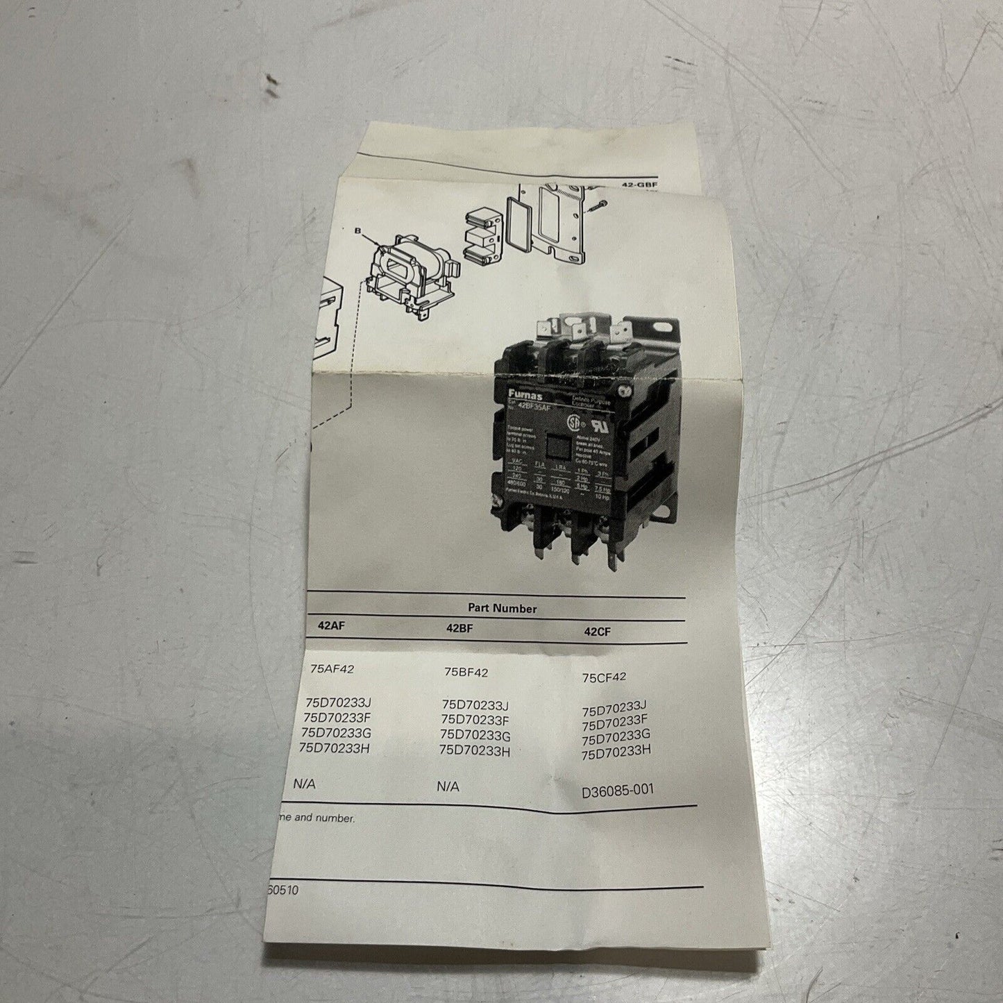 FURNAS 75D70233F MAGNETIC COIL VOLTAGE MODEL F CONTACTOR 120V 60HZ U3S