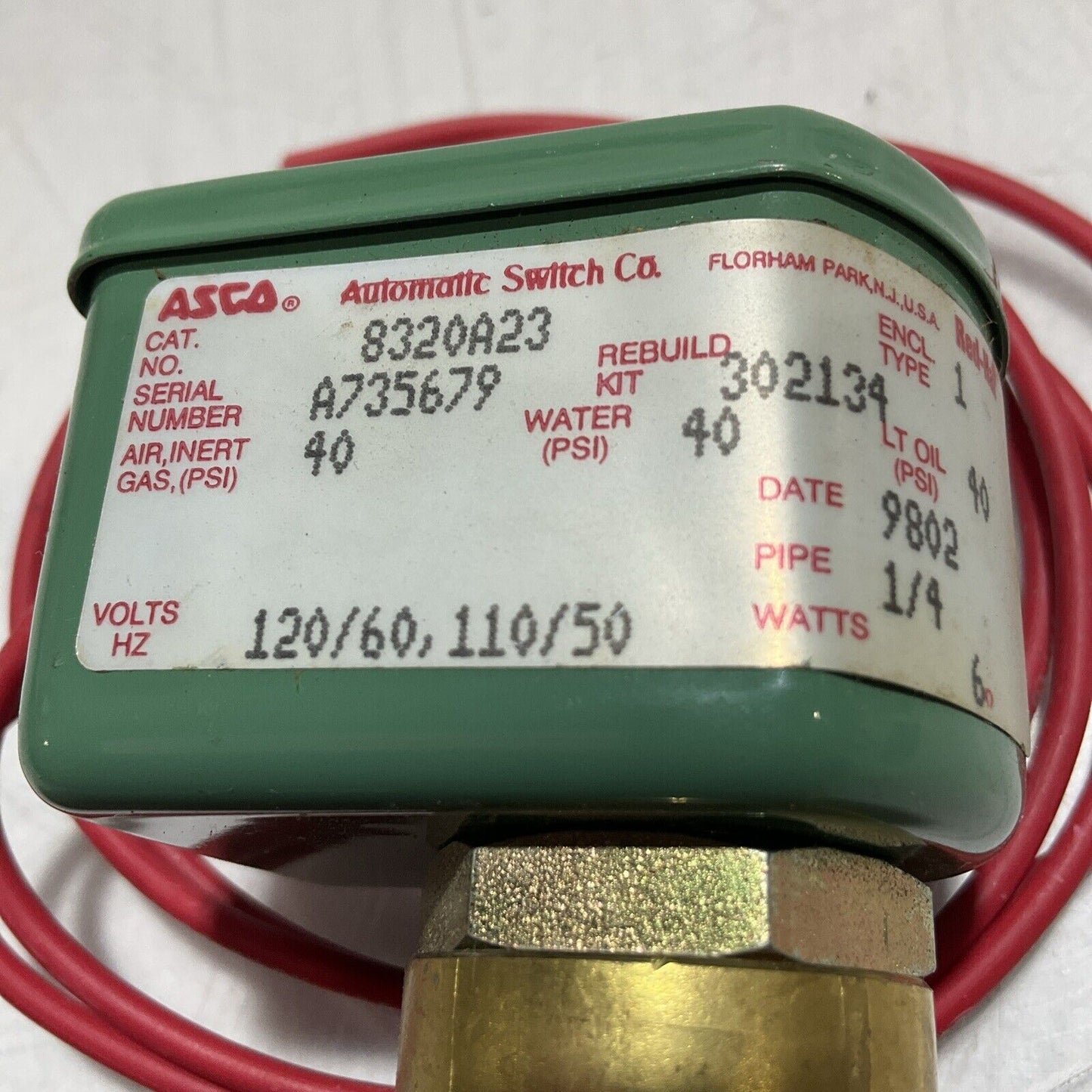 ASCO 8320A23 SOLENOID VALVE 120VDC U3S