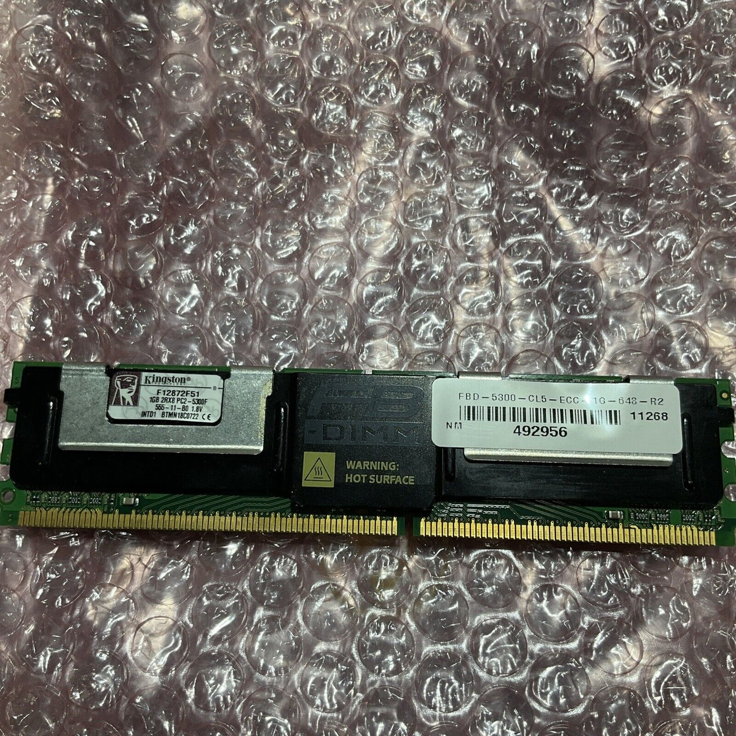KINGSTON F12872F51 1GB DDR2 FULLY BUFFERED FB ECC PC25300 667Mhz 2Rx8 MEMORY U3S