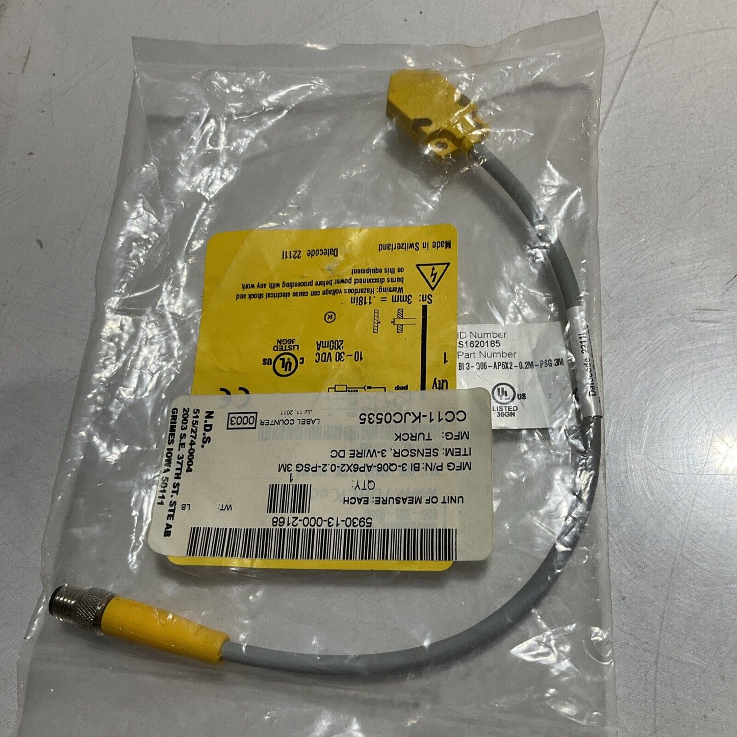 TURCK BI3-Q06-AP6X2-0.2-PSG3M S1620185 INDUCTIVE PROXIMITY SENSOR U3S