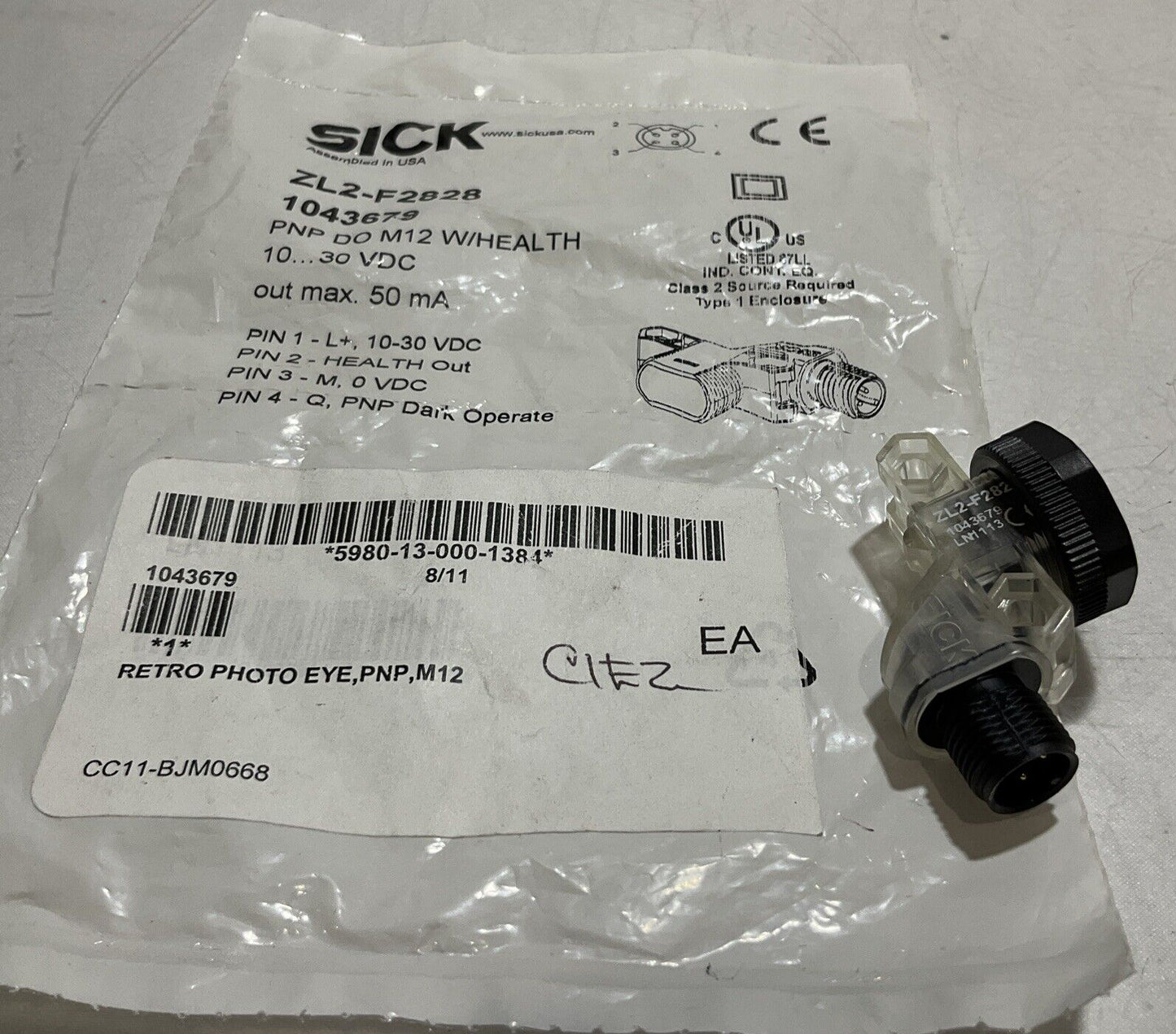 SICK ZL2-F2828 1043679 PNP PHOTOELECTRIC SENSOR PHOTO EYE SWITCH 10/30 VDC U3S