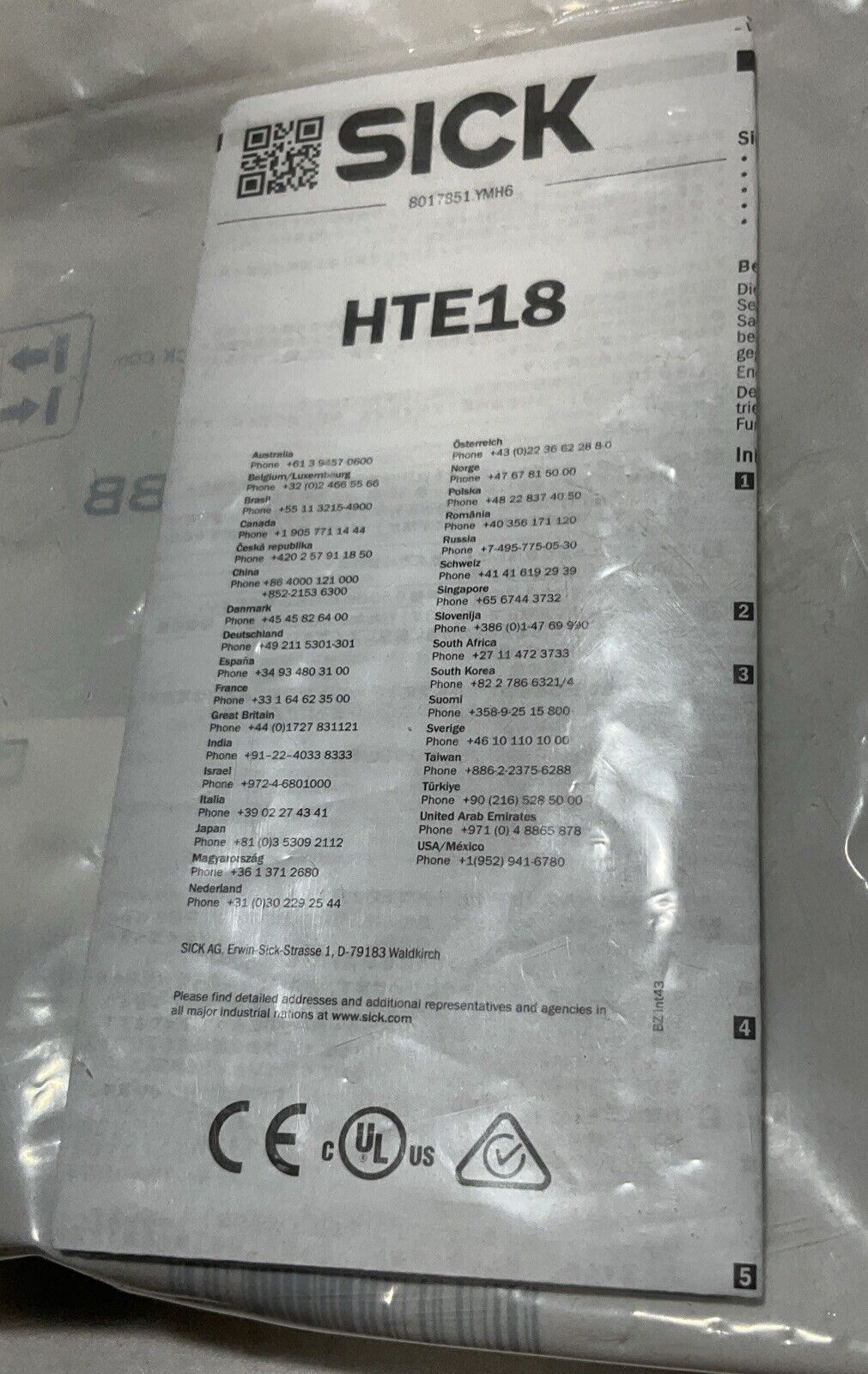 SICK HTE18-V4A1BB 1078750 PHOTOELECTRIC SENSOR 10-30VDC LOT OF 4 U3S