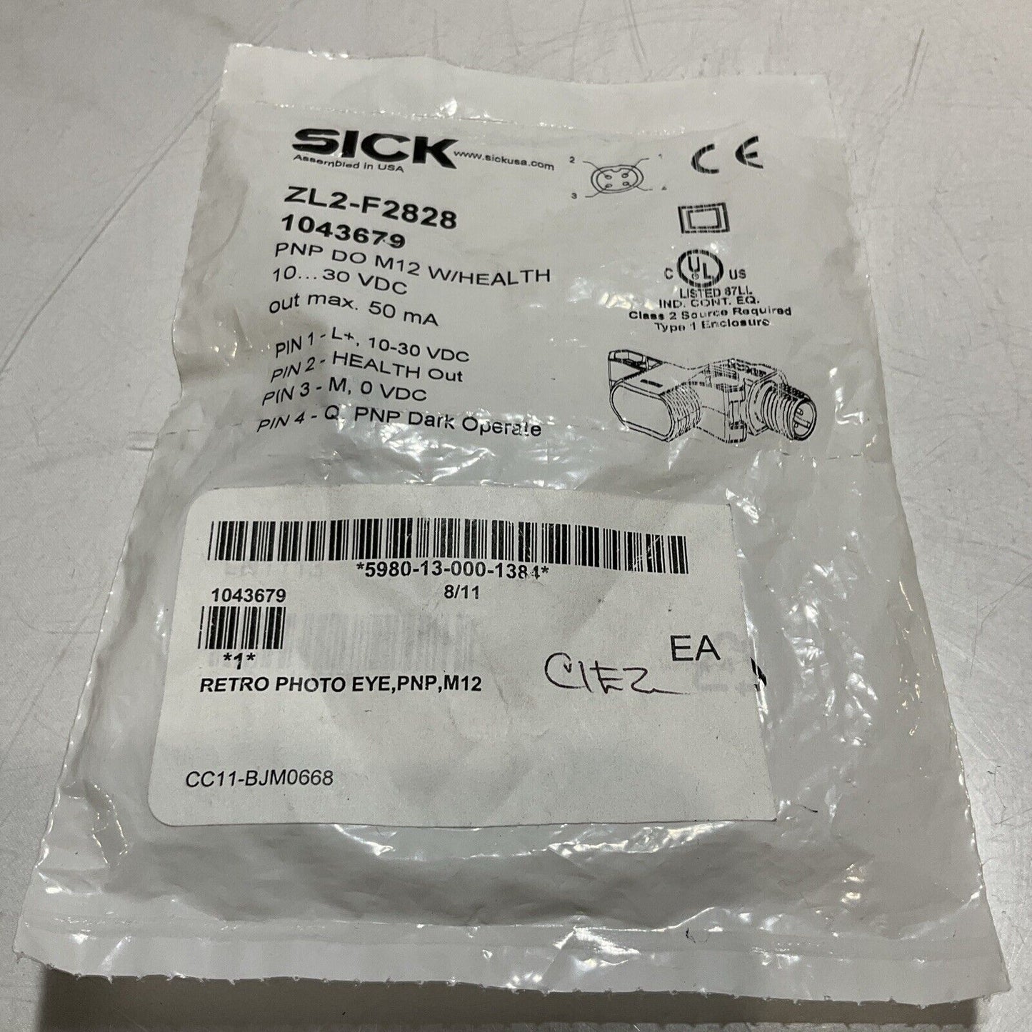 SICK ZL2-F2828 1043679 PNP PHOTOELECTRIC SENSOR PHOTO EYE SWITCH 10/30 VDC U3S