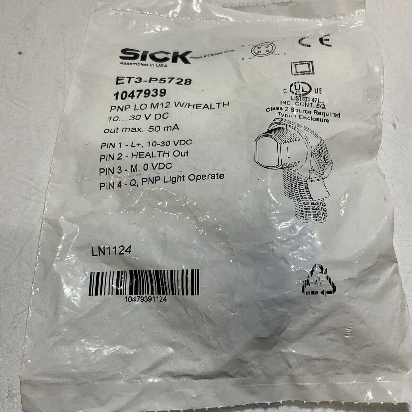 SICK ET3-P5728 1047939 PHOTOEYE SENSOR U3S