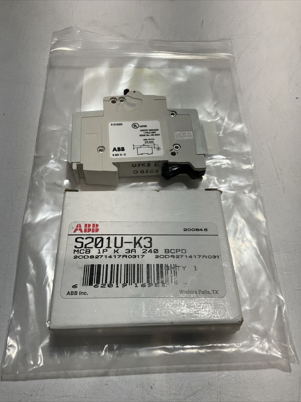 ABB S201U-K3 CIRCUIT BREAKER LOT OF 2 U3S