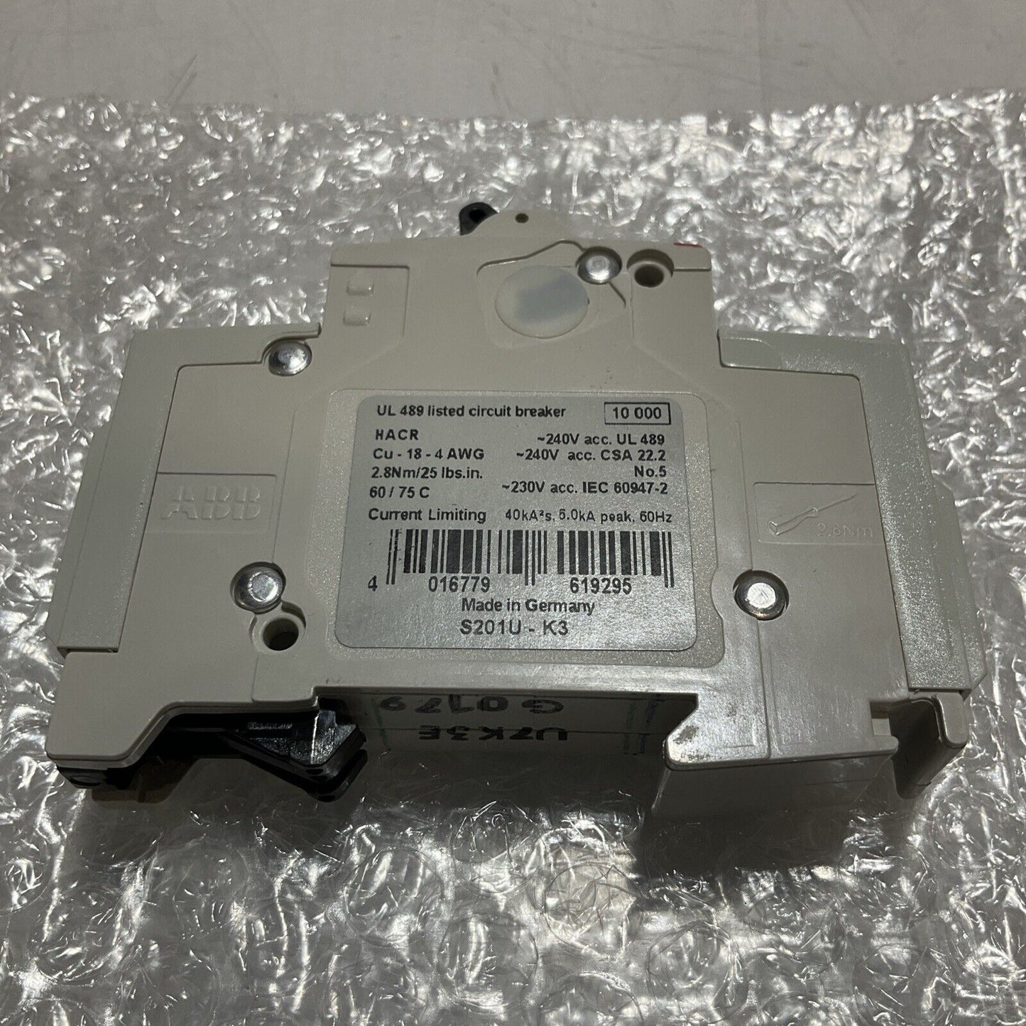 ABB S201U-K3 CIRCUIT BREAKER. 240V U3S