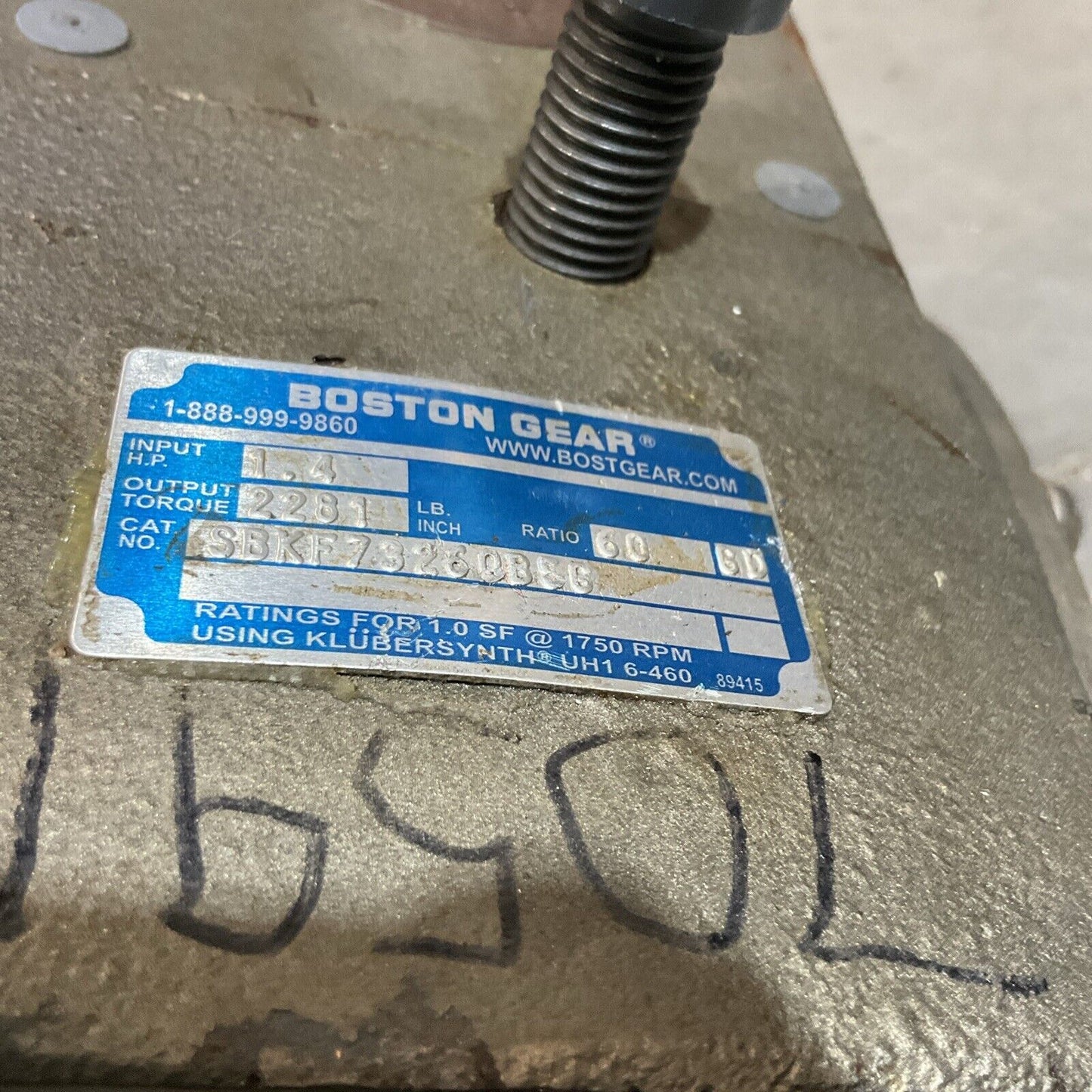 BOSTON GEAR SBKF73260B56 SPEED REDUCER MOTOR 1.4 2281 LB TORQUE U4M