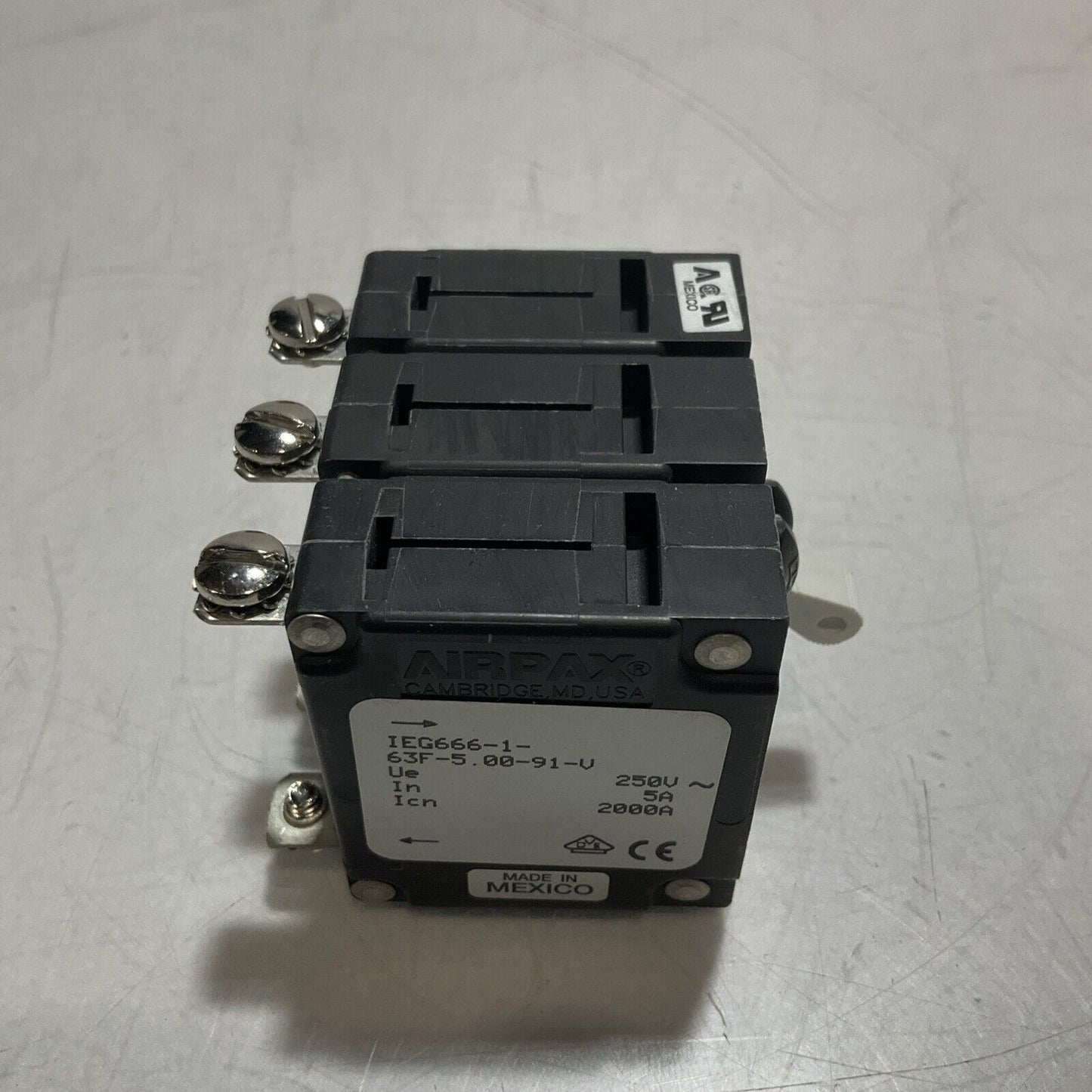 AIRPAX IEG666-1-63F-5.00-91-V CIRCUIT BREAKER 3POLESCREW U3S