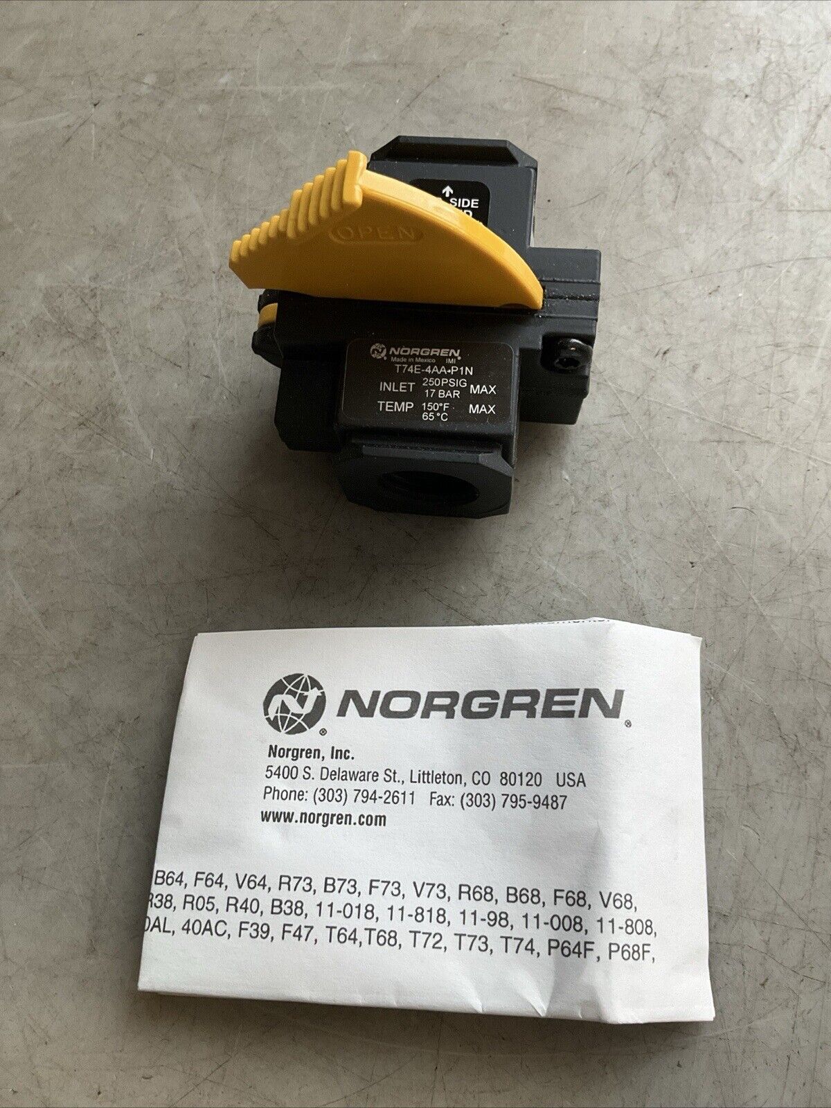NORGREN T74E-4AA-P1N SHUT OFF VALVE 1/2IN PTF U3S