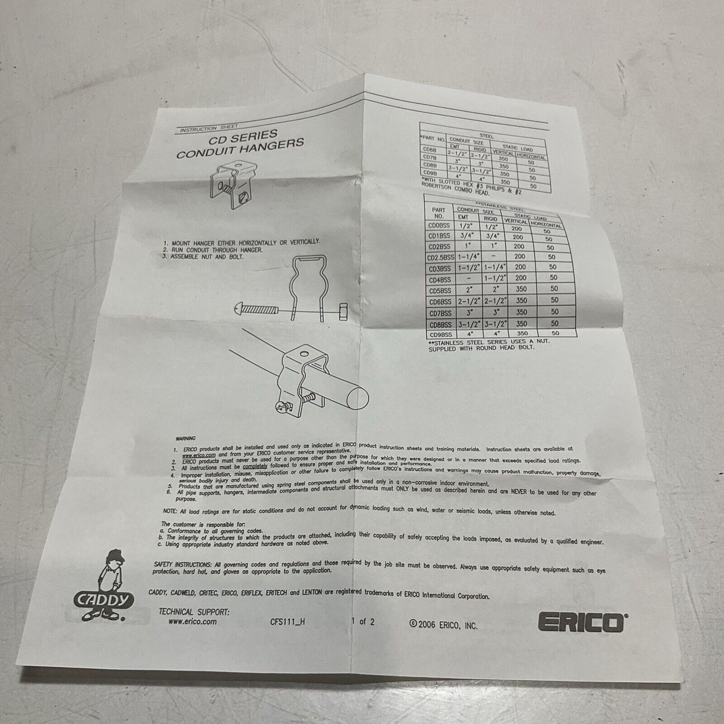 CADDY CD0B CD SERIES CONDUIT HANGERS LOT OF 55 U3S