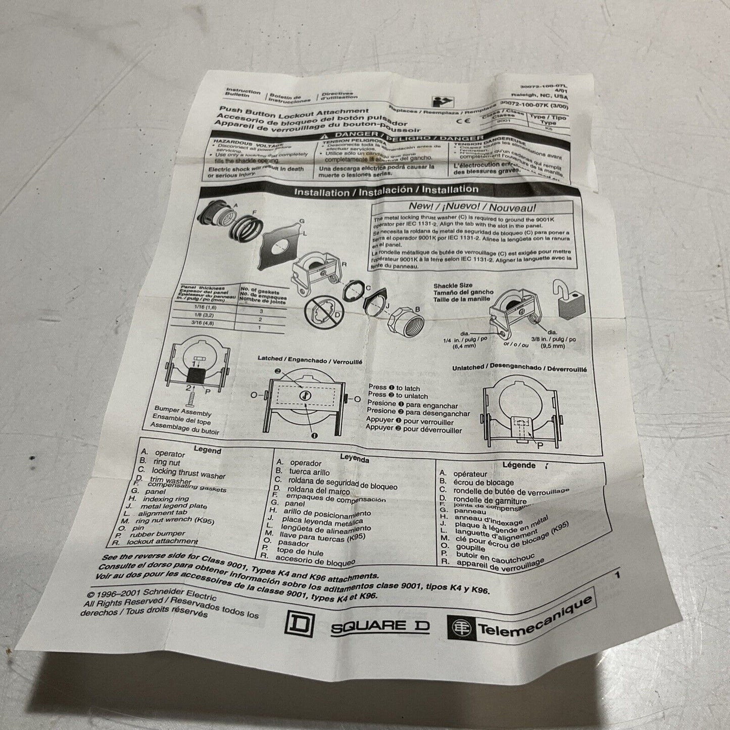 SQUARED D 9001K4 PADLOCK ATTACHMENT U3S