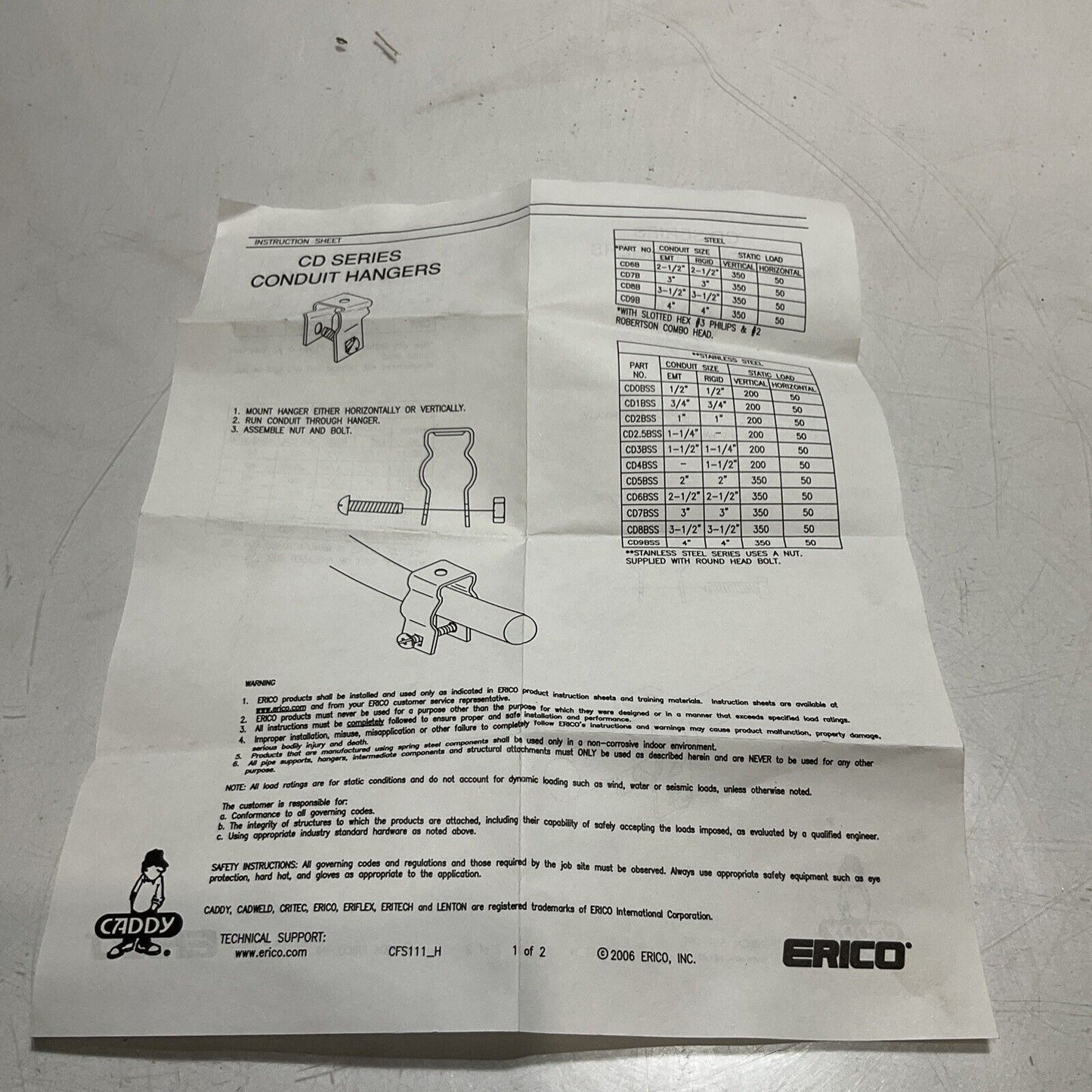 CADDY CD2B CD SERIES CONDUIT HANGERS LOT OF 100 U3S