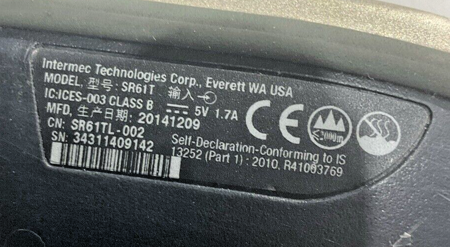 INTERMEC SR61T 236-219 INDUSTRIAL HiGTH DENSITY BARCODE SCANNER LOT OF 2 U3S