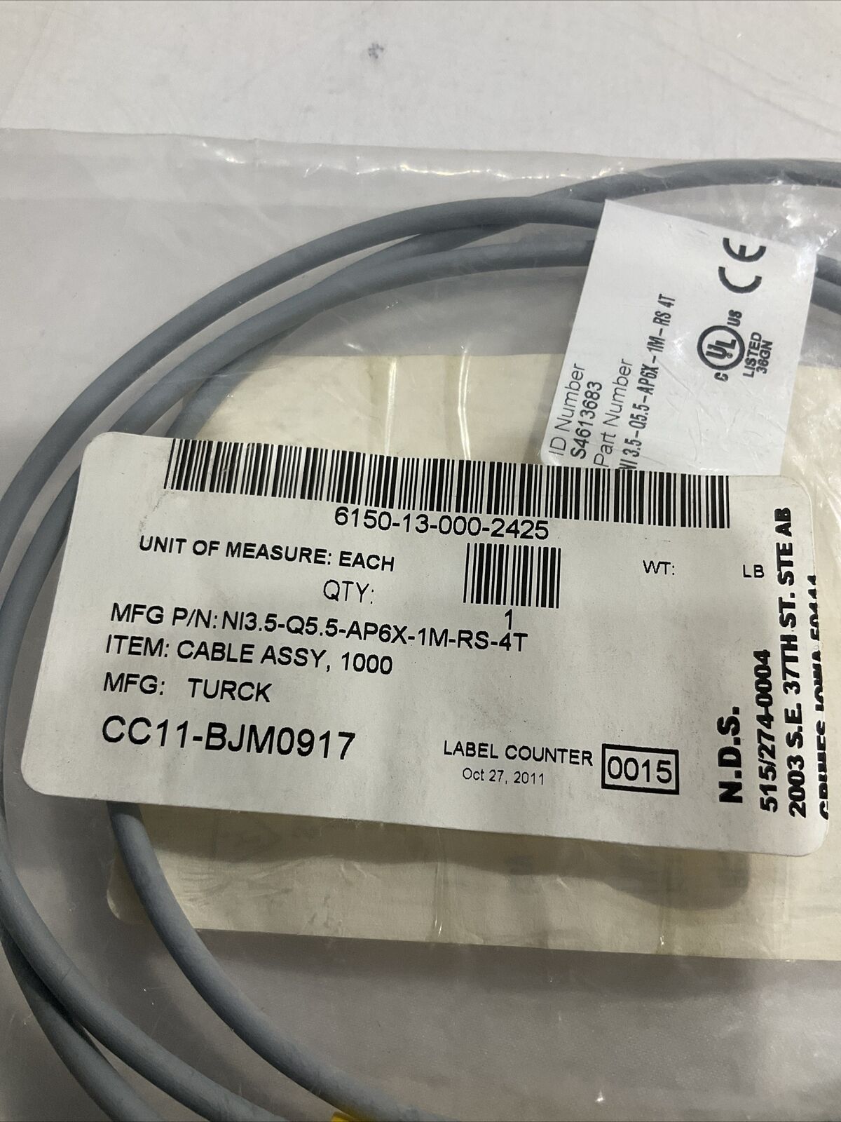 TURCK NI3.5-AP6X-1M-RS4T S4613683 SENSOR CABLE ASSEMBLY 10-30 VDC 150 MA U3S