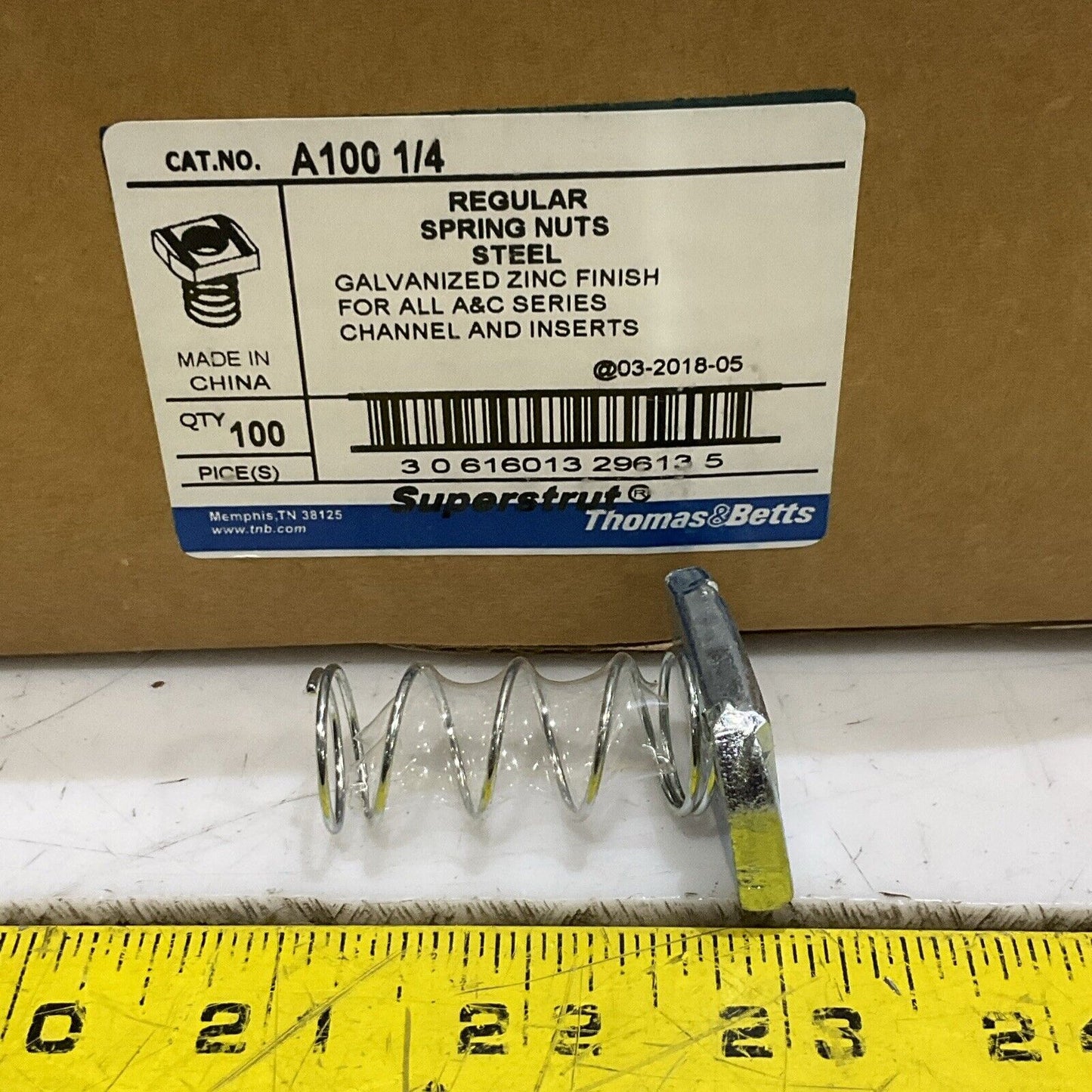 THOMAS & BETTS A100 3/8 & 1/4 SPRING NUTS STEEL GALVANIZED ZINC LOT OF 200 RM6