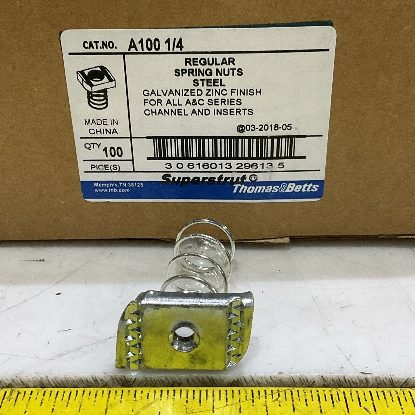 THOMAS & BETTS A100 3/8 & 1/4 SPRING NUTS STEEL GALVANIZED ZINC LOT OF 200 RM6