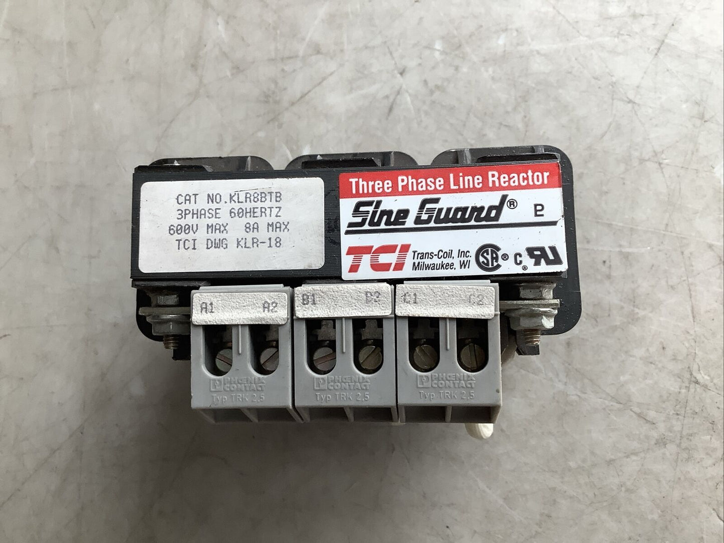 TCI KLR8BTB LINE REACTOR 3PH 600V 8A U3S