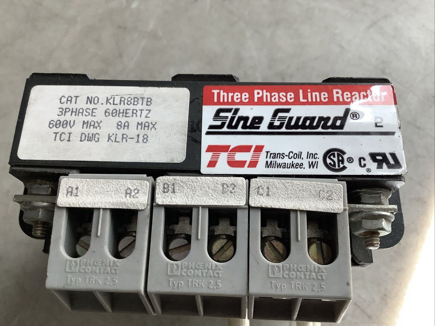 TCI KLR8BTB LINE REACTOR 3PH 600V 8A U3S