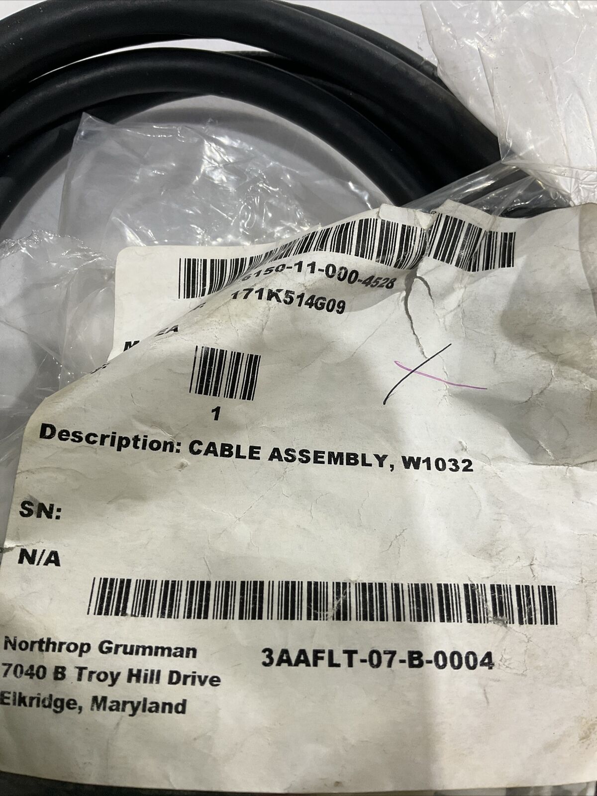 CAROL 171K514G08 CABLE ASSEMBLY L2002 LOWER STOP W1032 U3S