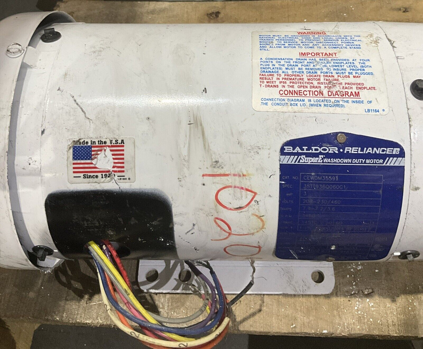 BALDOR RELIANCE CEWDM3559T 3HP WASHDOWN DUTY MOTOR U4M