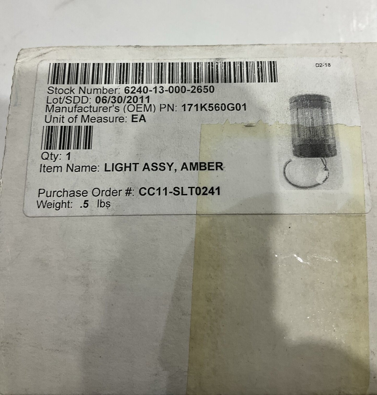 ALLEN-BRADLEY 171K560G01 AMBER LIGHT ASSEMBLY U3S